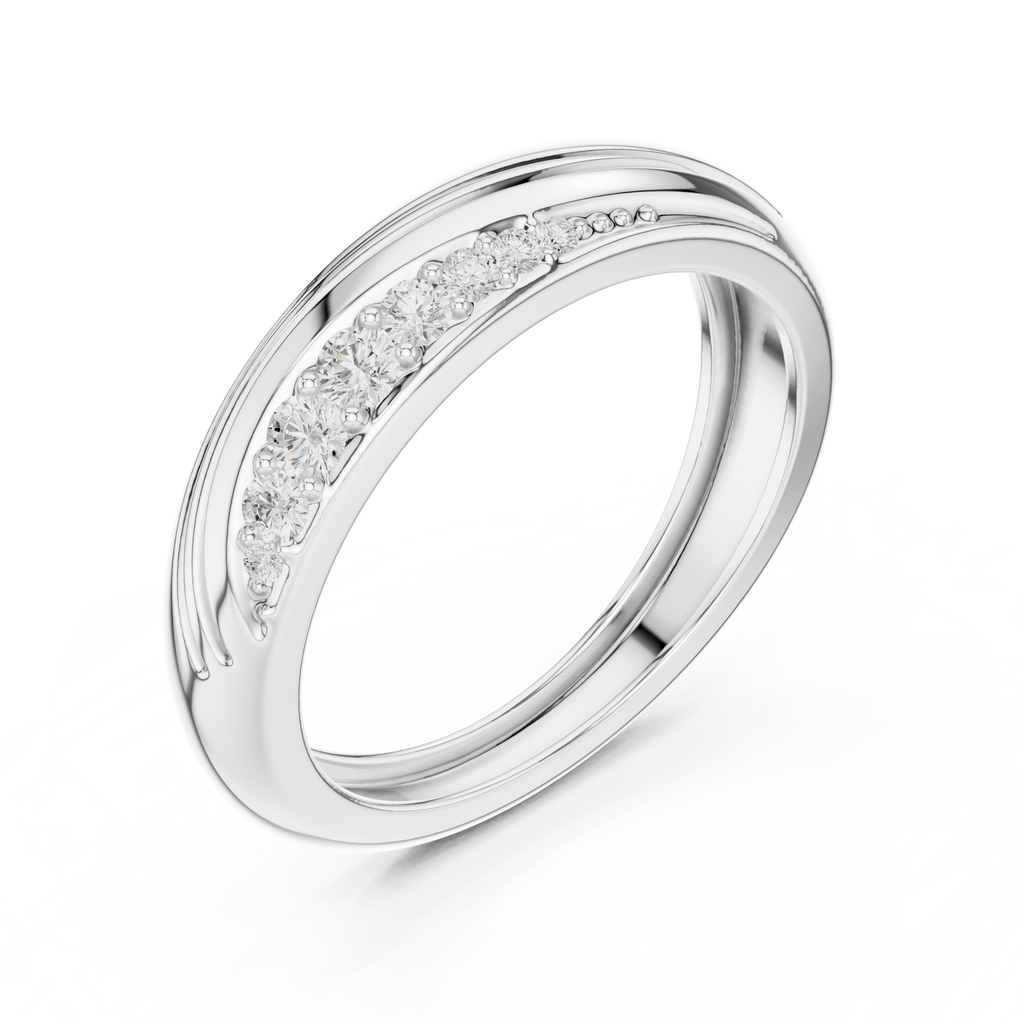 0.14 CT Curved Pavé Diamond Wedding Band
