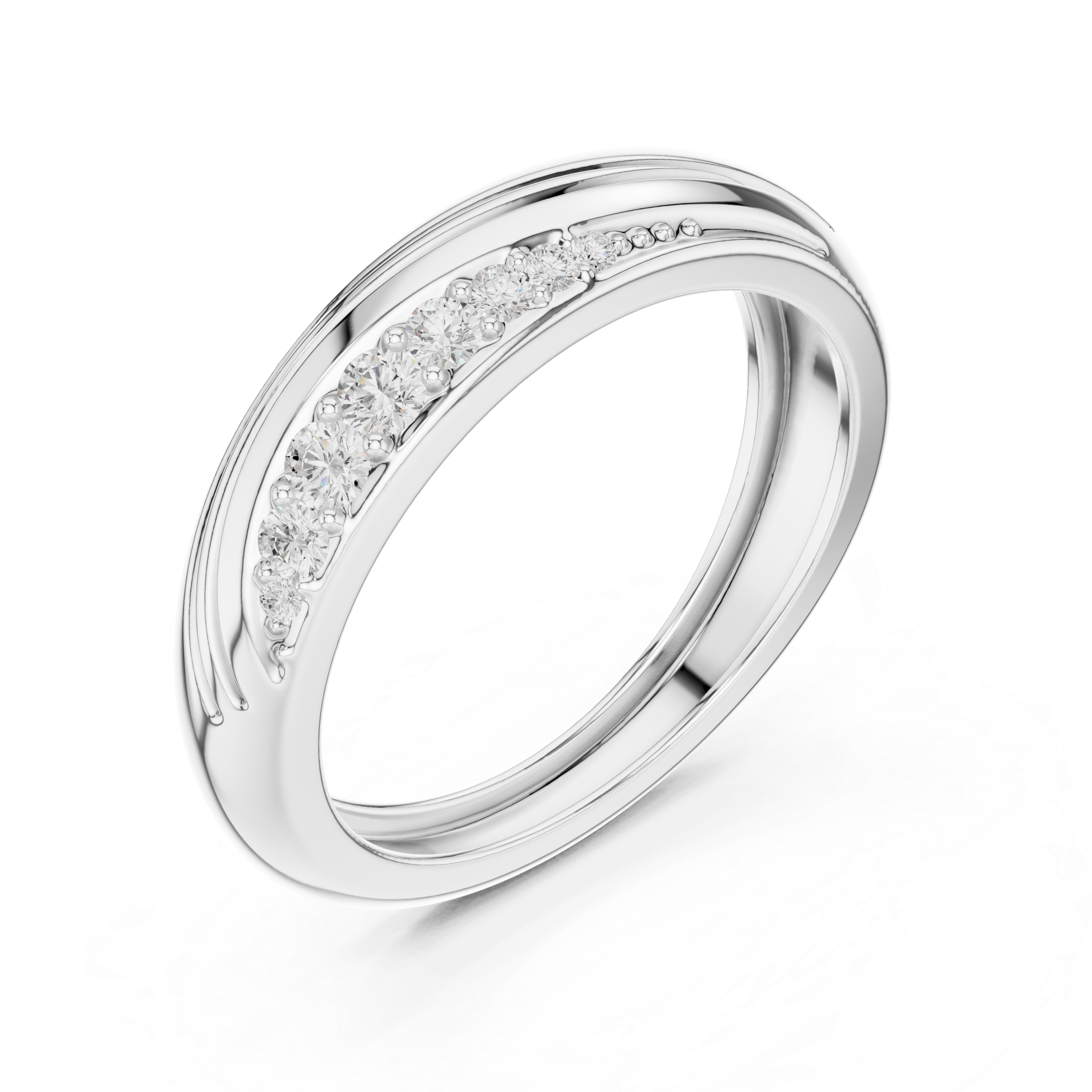 0.14 CT Curved Pavé Diamond Wedding Band