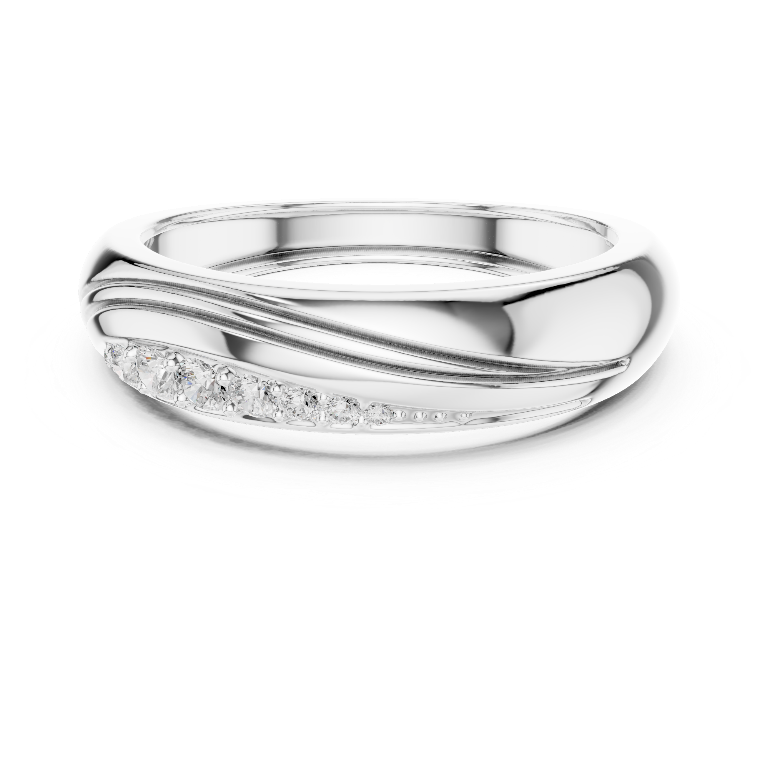 0.14 CT Curved Pavé Diamond Wedding Band