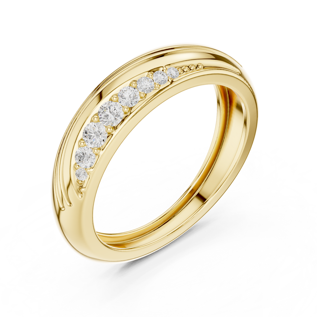 0.14 CT Curved Pavé Diamond Wedding Band