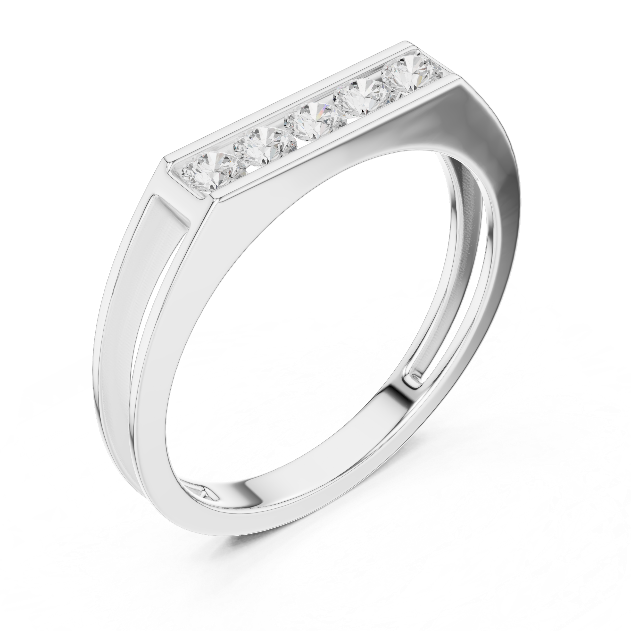 Channel Set Diamond Men's Wedding Band