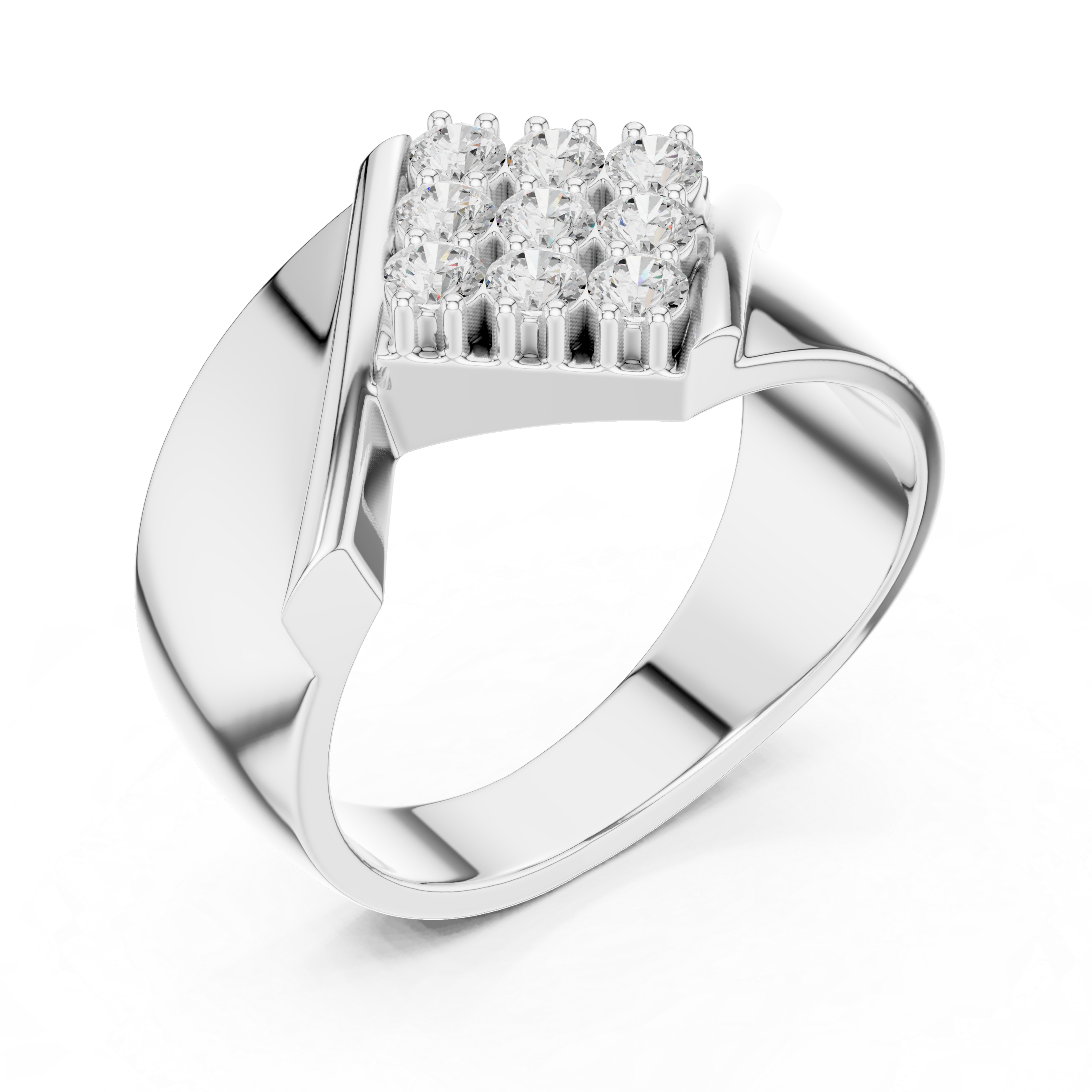 Diamond Cluster Men's Signet Ring