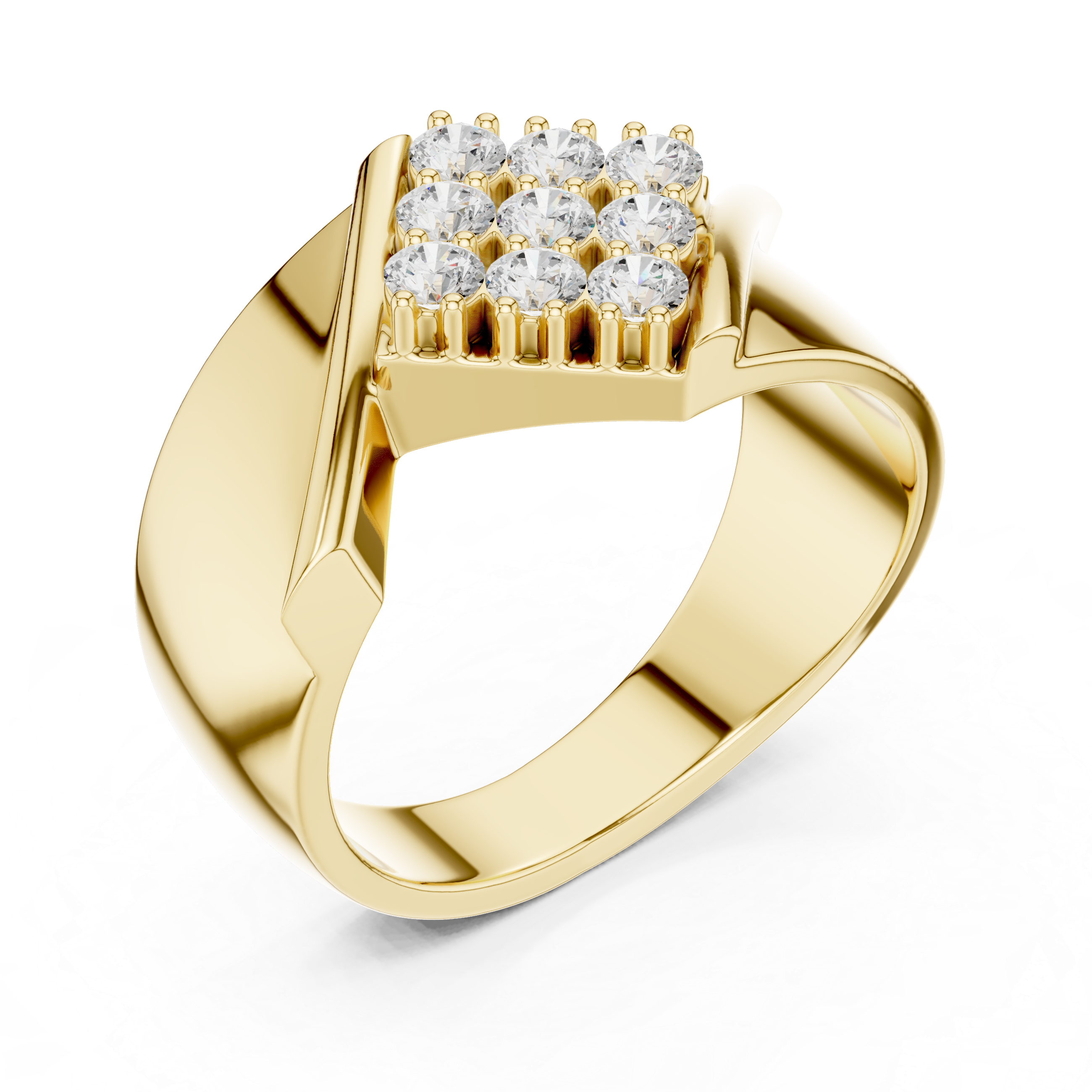 Diamond Cluster Men's Signet Ring