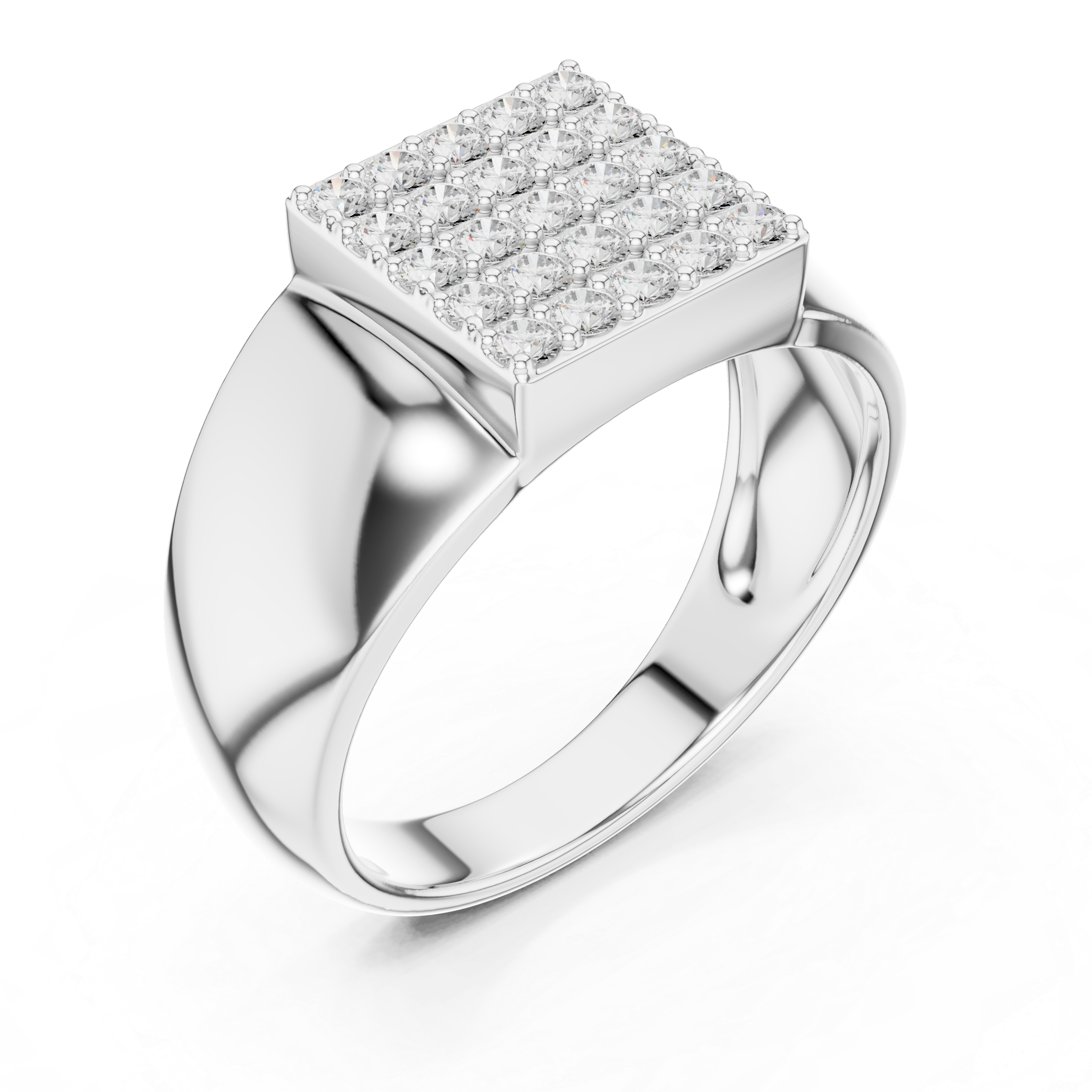 Diamond Cluster Men's Signet Ring