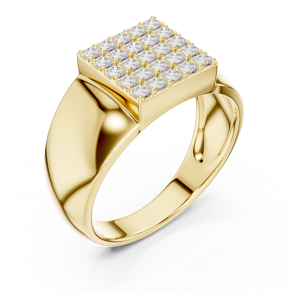 Diamond Cluster Men's Signet Ring