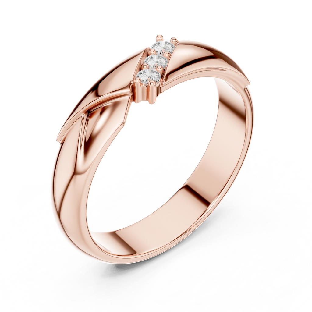 Three Stone Diamond Men's Wedding Band
