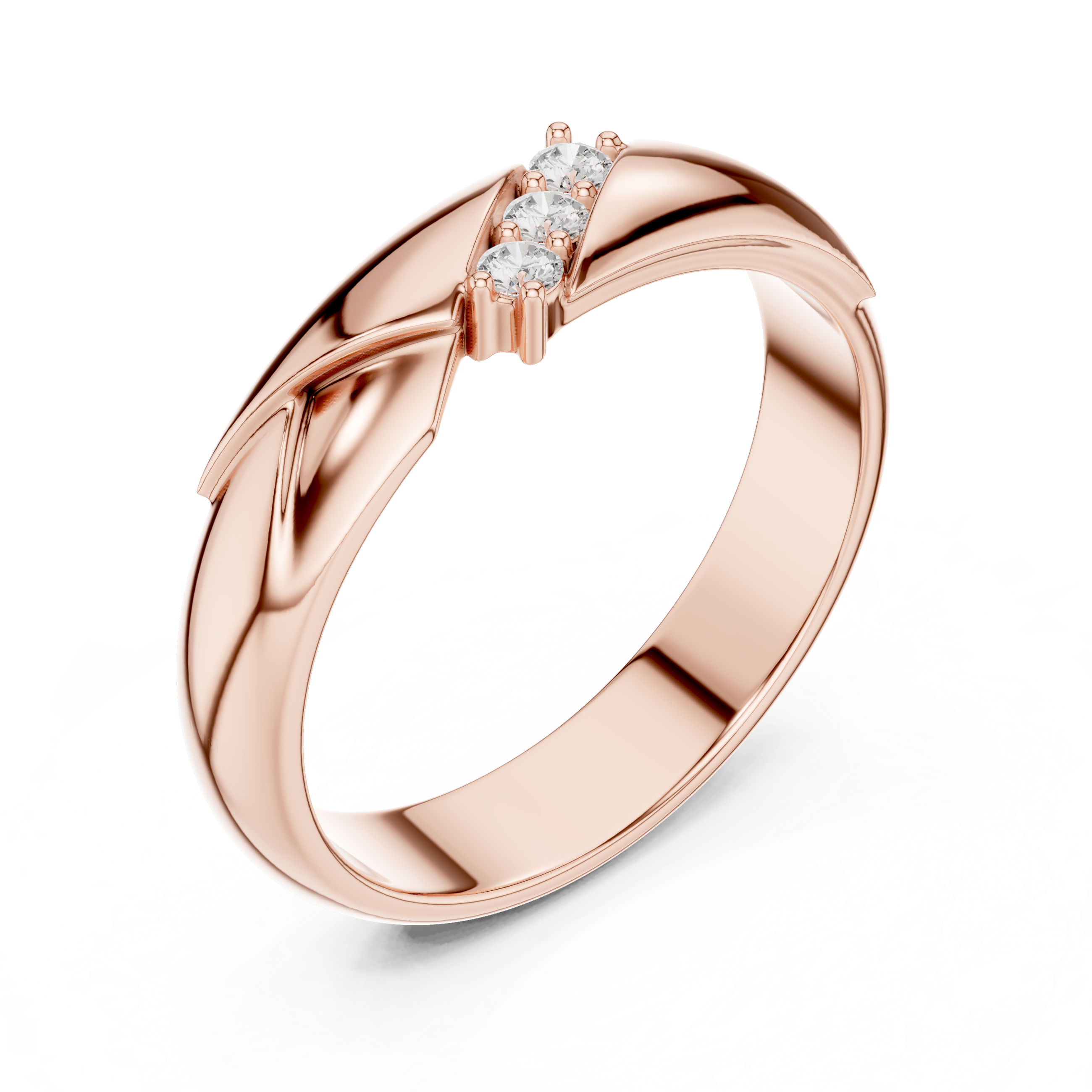 Three Stone Diamond Men's Wedding Band
