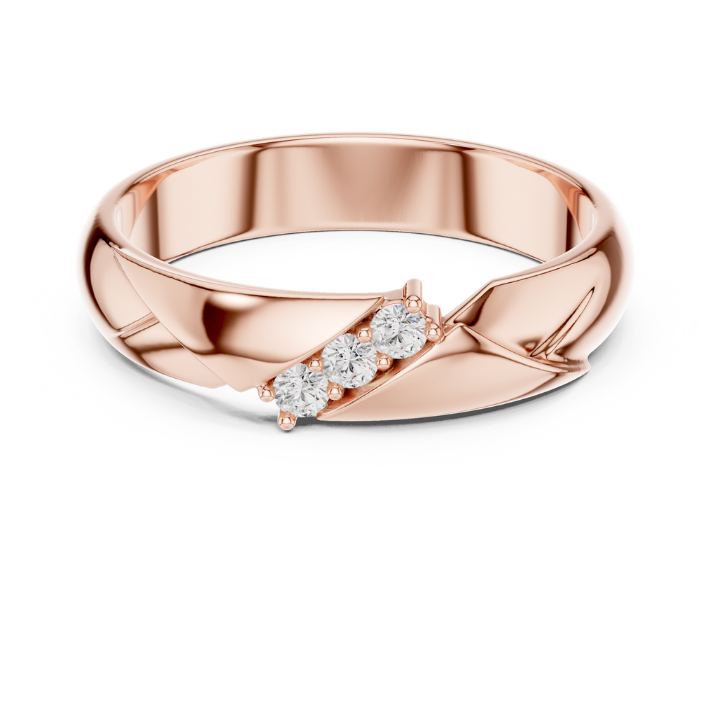 Three Stone Diamond Men's Wedding Band
