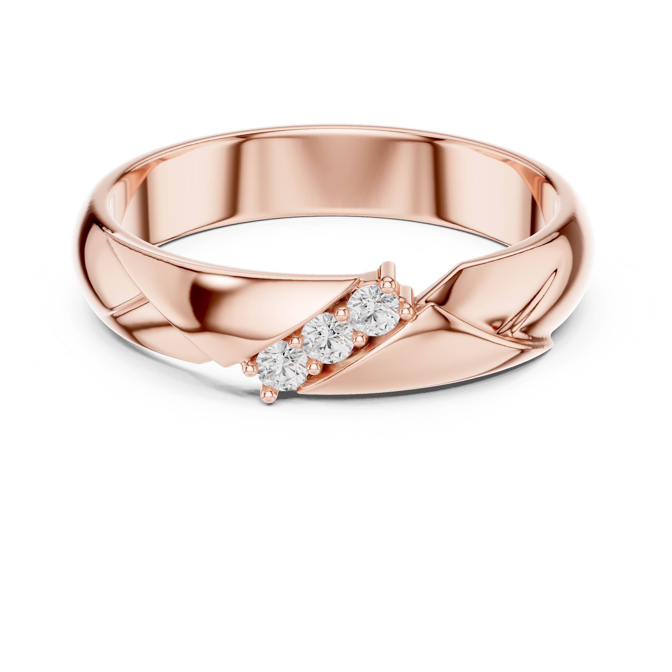 Three Stone Diamond Men's Wedding Band