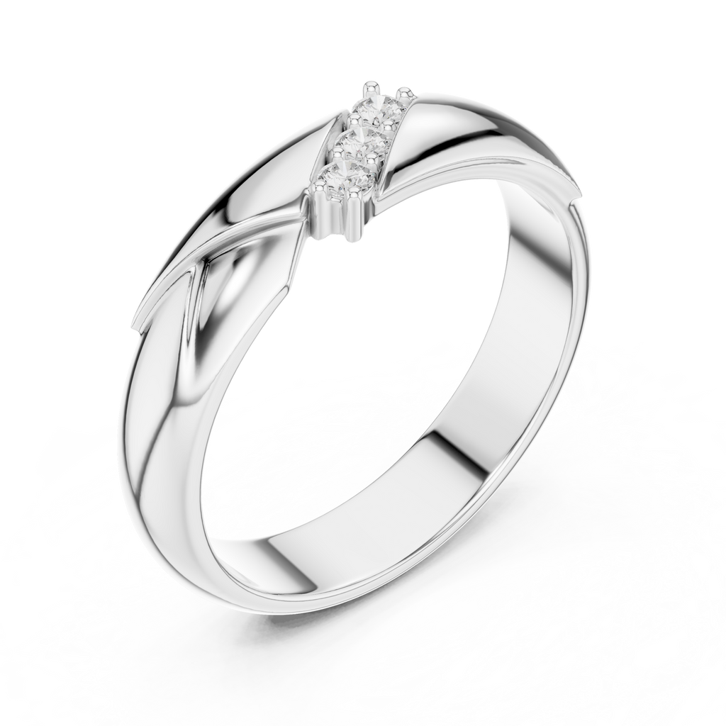 Three Stone Diamond Men's Wedding Band