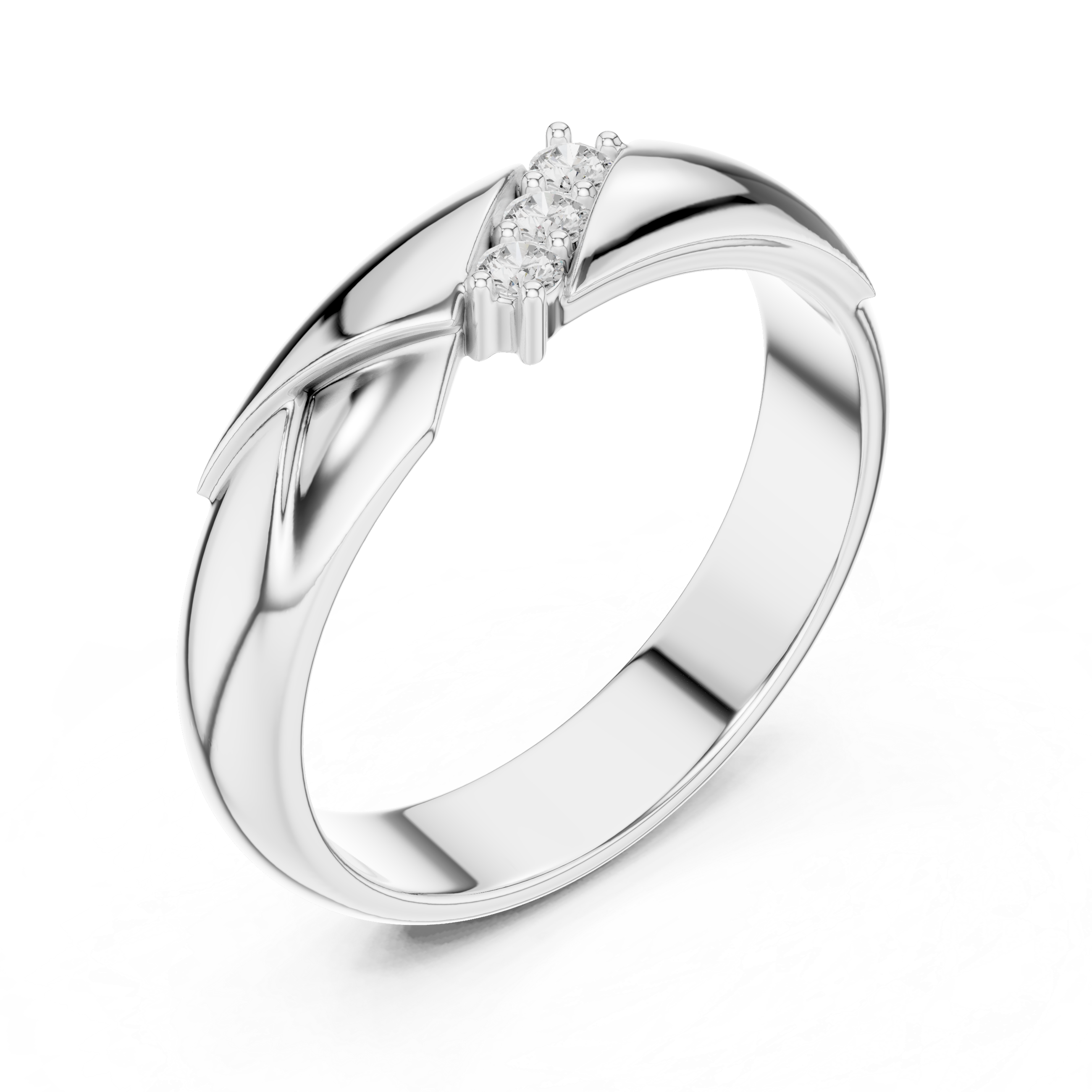 Three Stone Diamond Men's Wedding Band