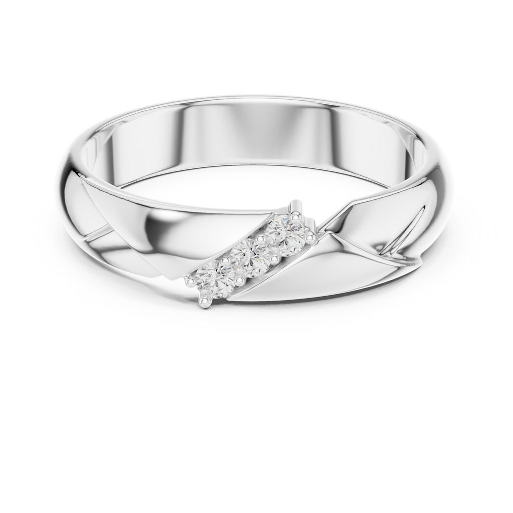 Three Stone Diamond Men's Wedding Band