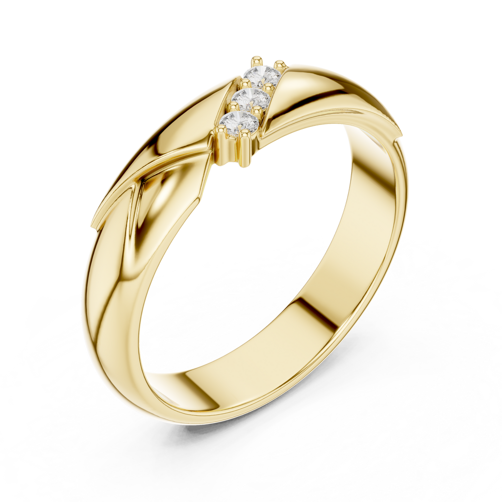 Three Stone Diamond Men's Wedding Band