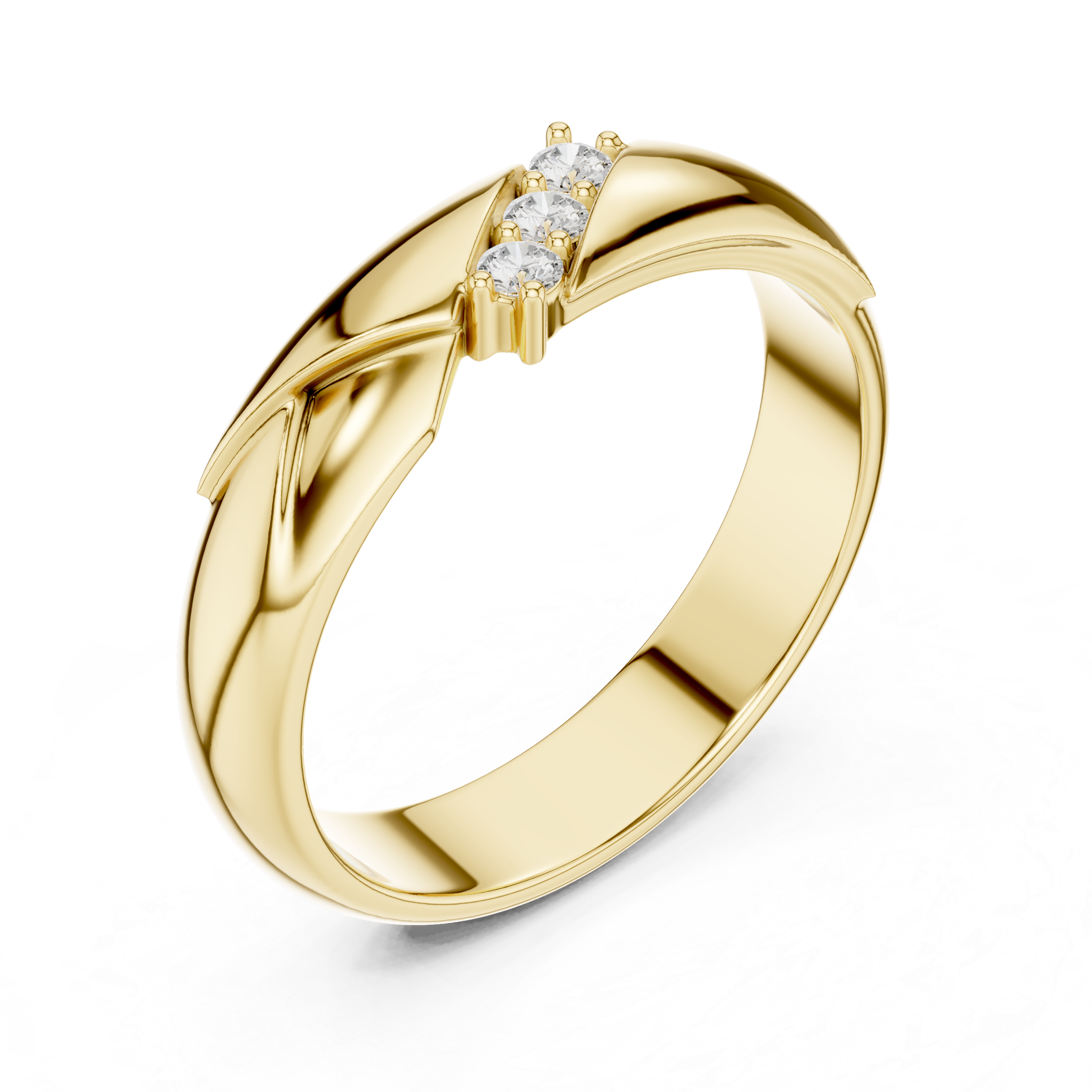 Three Stone Diamond Men's Wedding Band