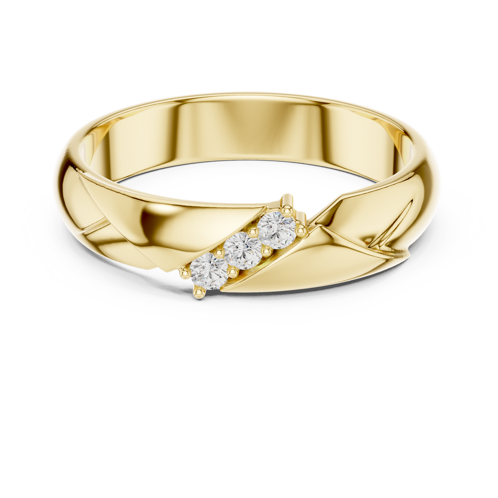 Three Stone Diamond Men's Wedding Band