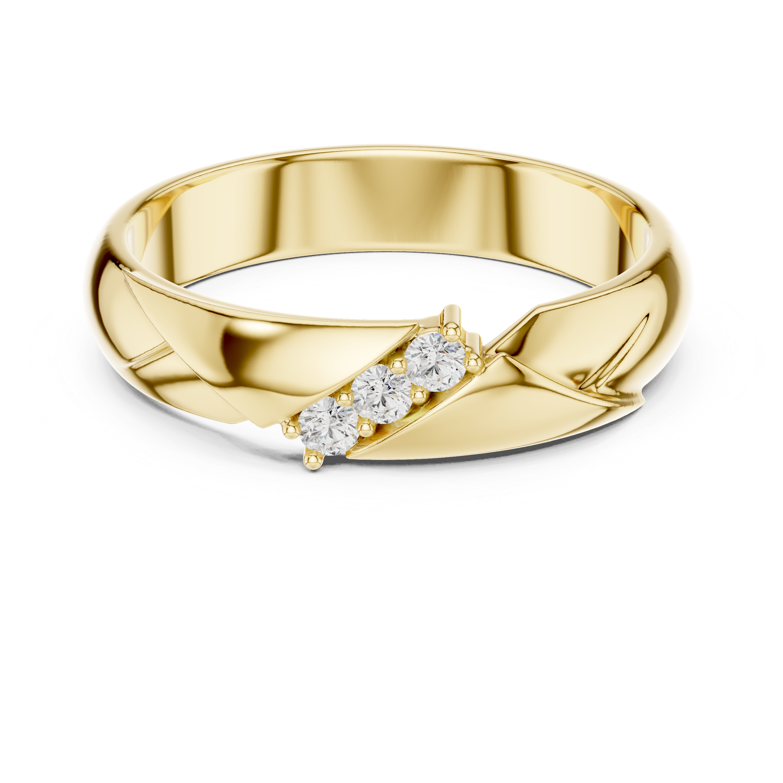 Three Stone Diamond Men's Wedding Band