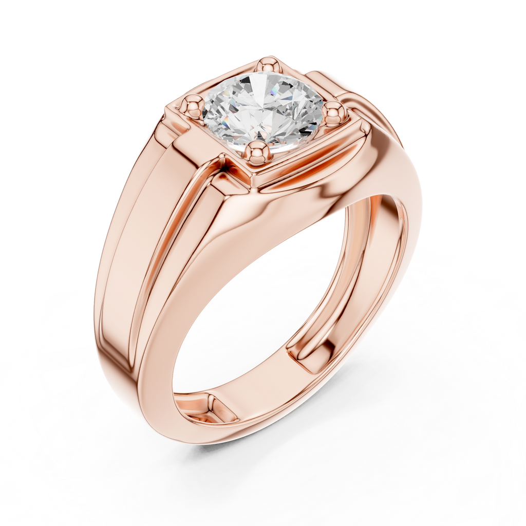 Round Diamond Men's Signet Ring