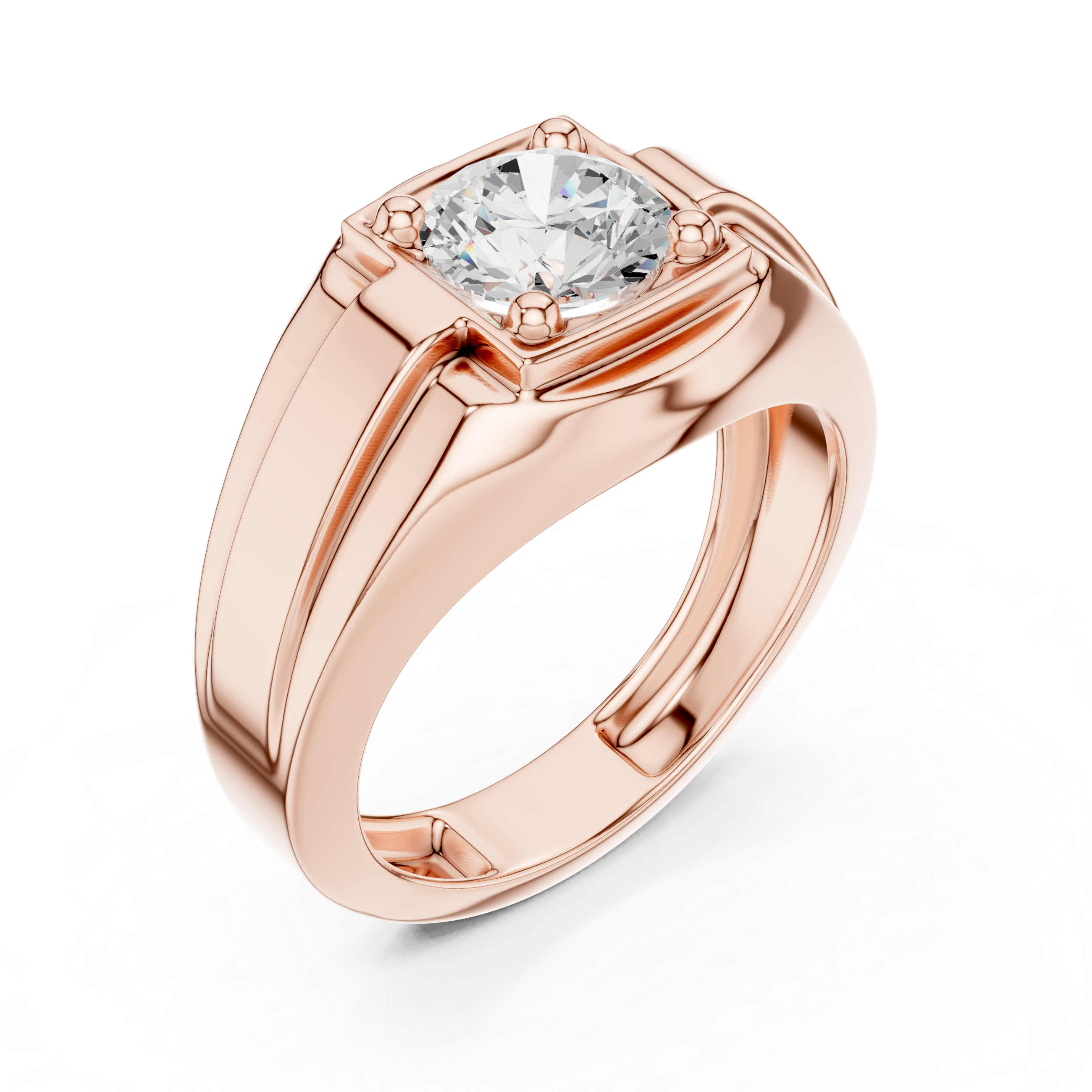 Round Diamond Men's Signet Ring