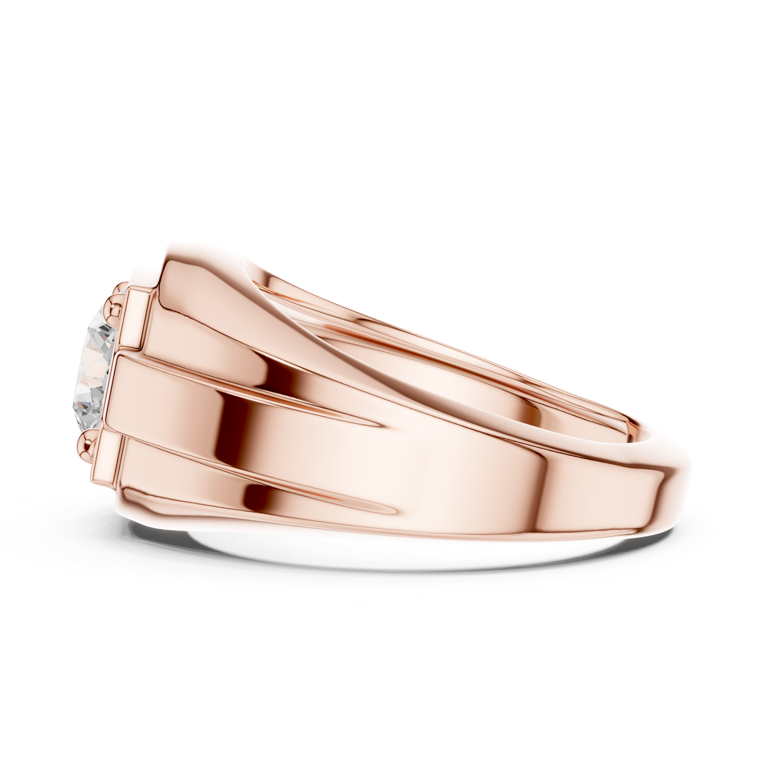 Round Diamond Men's Signet Ring