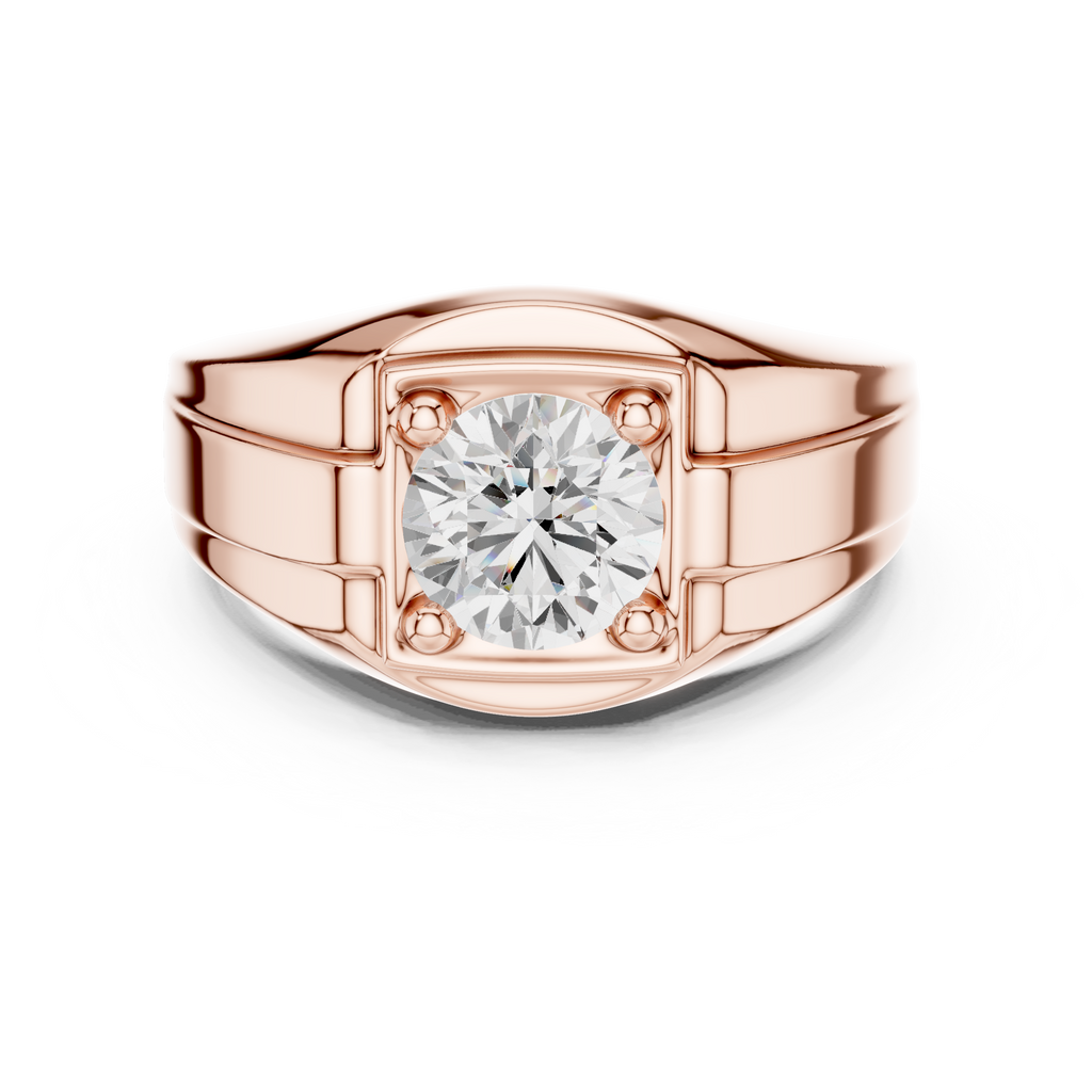 Round Diamond Men's Signet Ring