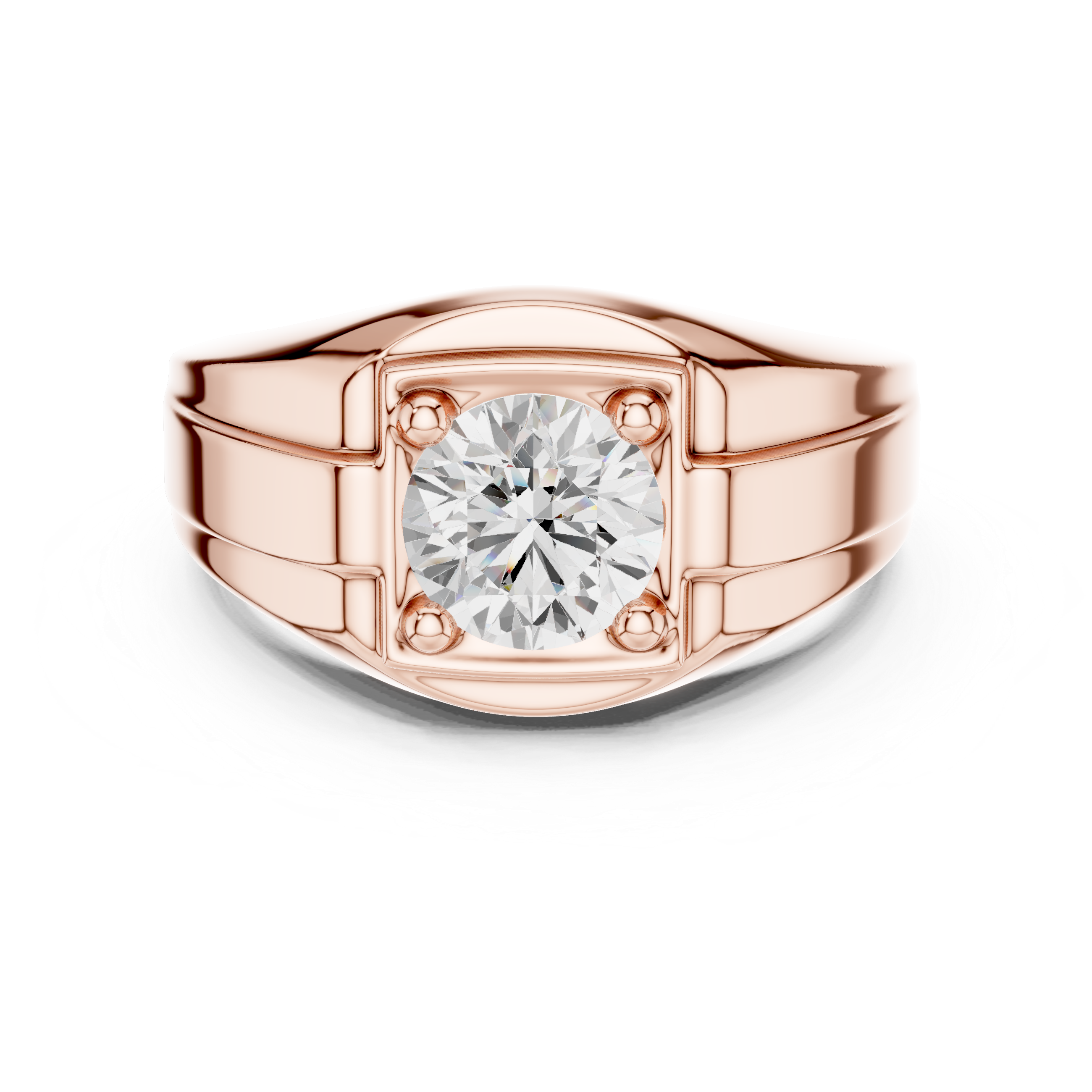 Round Diamond Men's Signet Ring