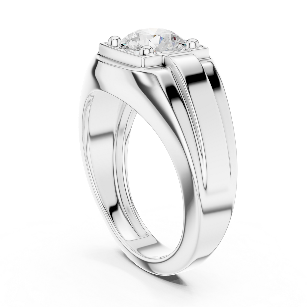 Round Diamond Men's Signet Ring