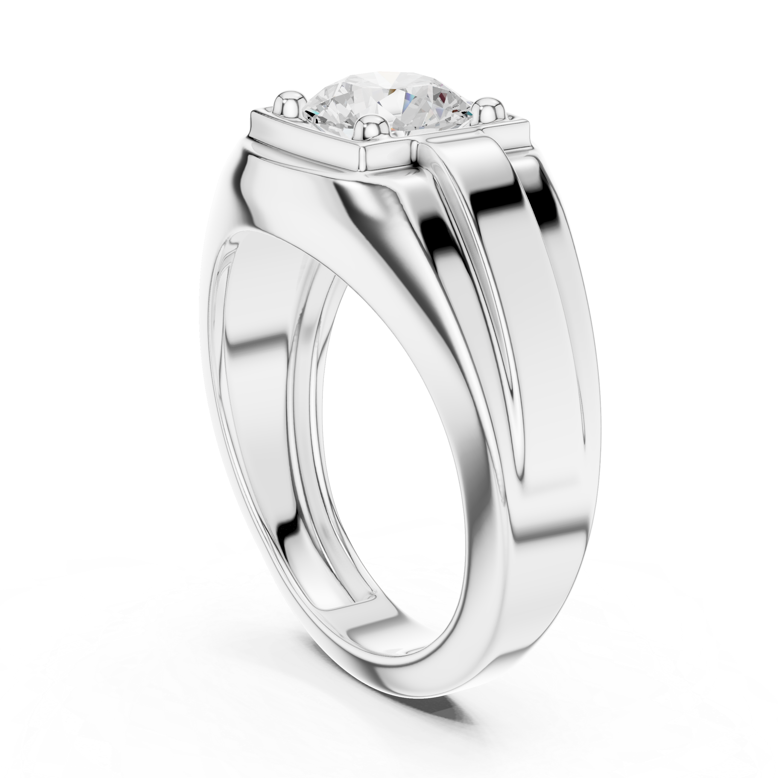Round Diamond Men's Signet Ring