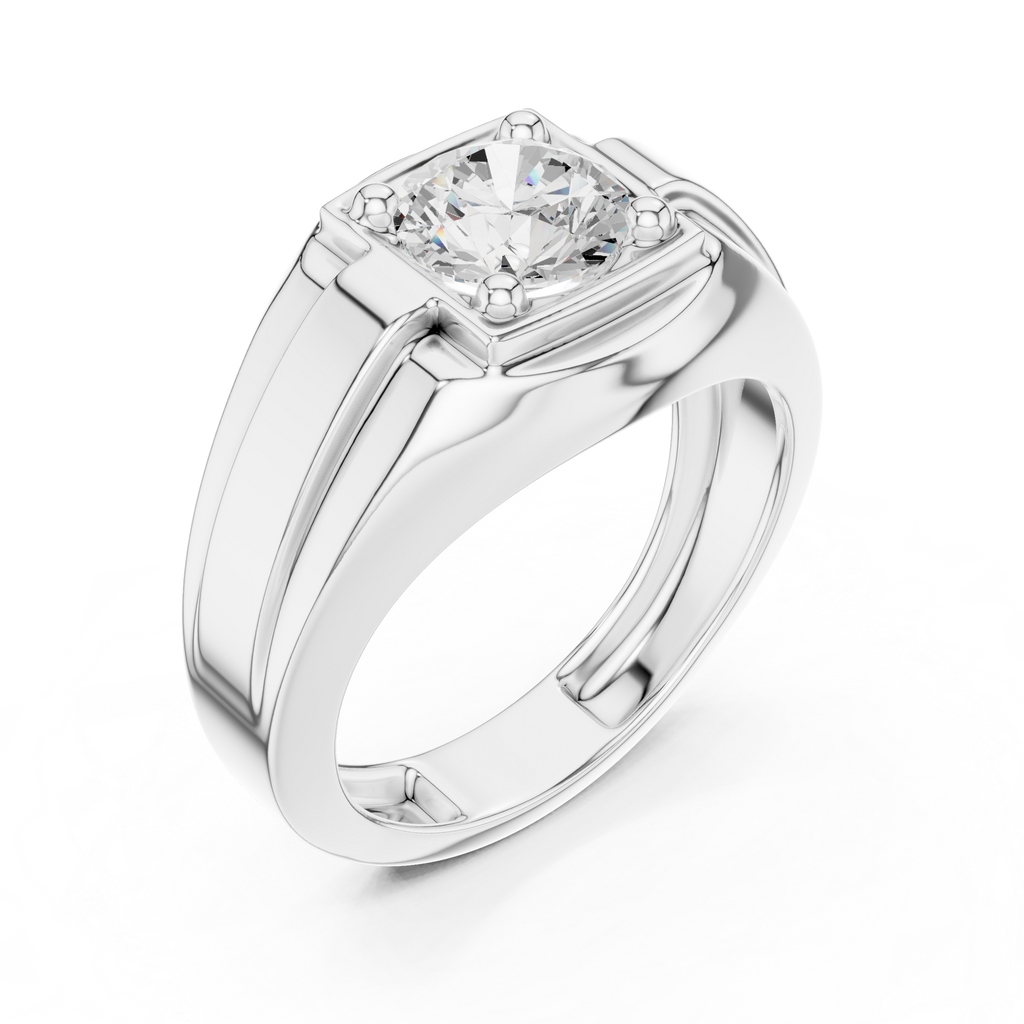 Round Diamond Men's Signet Ring