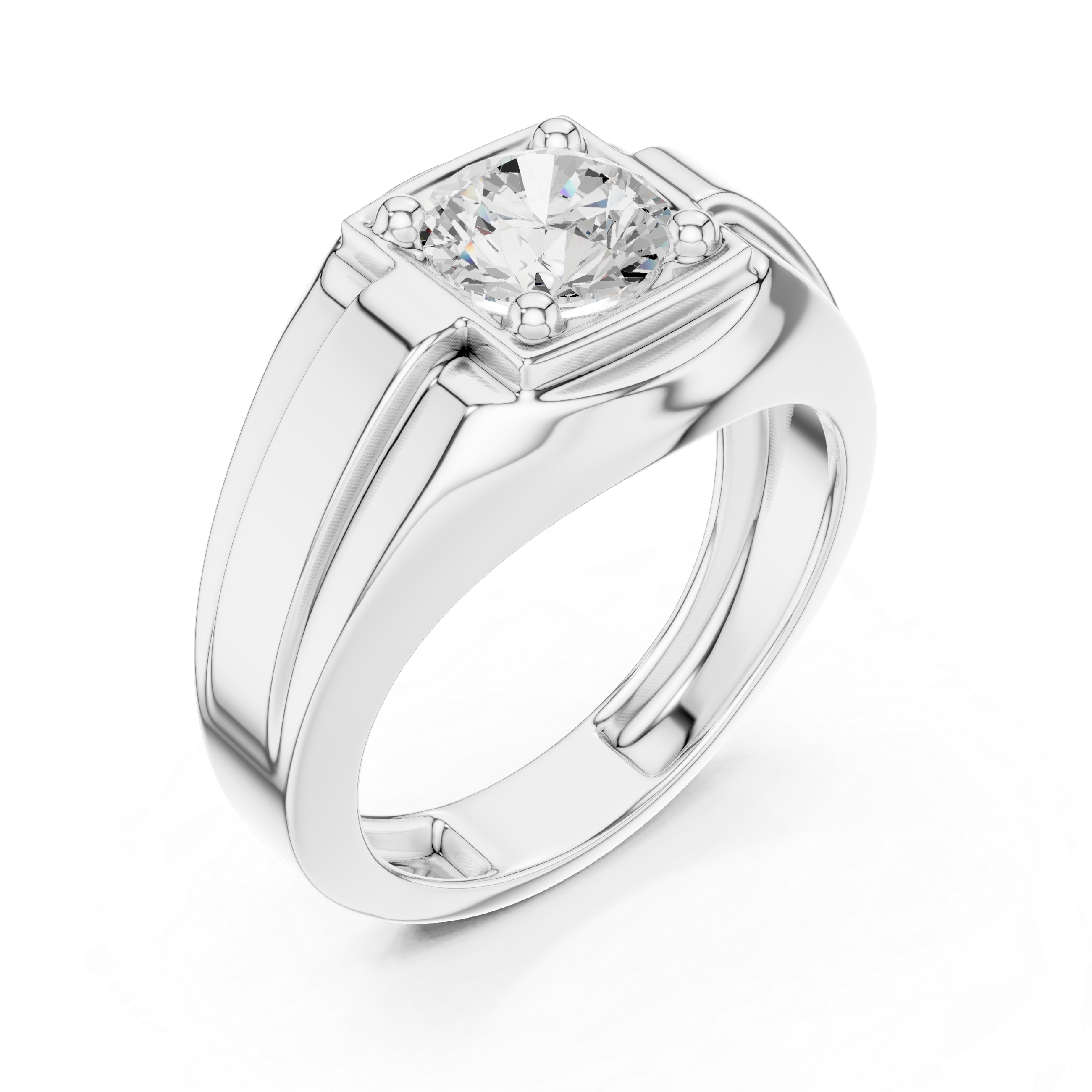 Round Diamond Men's Signet Ring