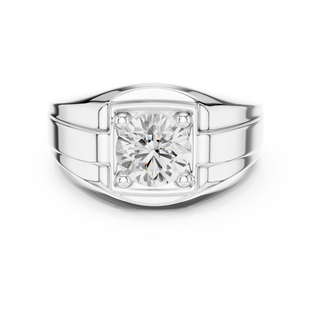 Round Diamond Men's Signet Ring