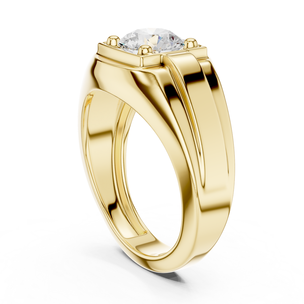 Round Diamond Men's Signet Ring