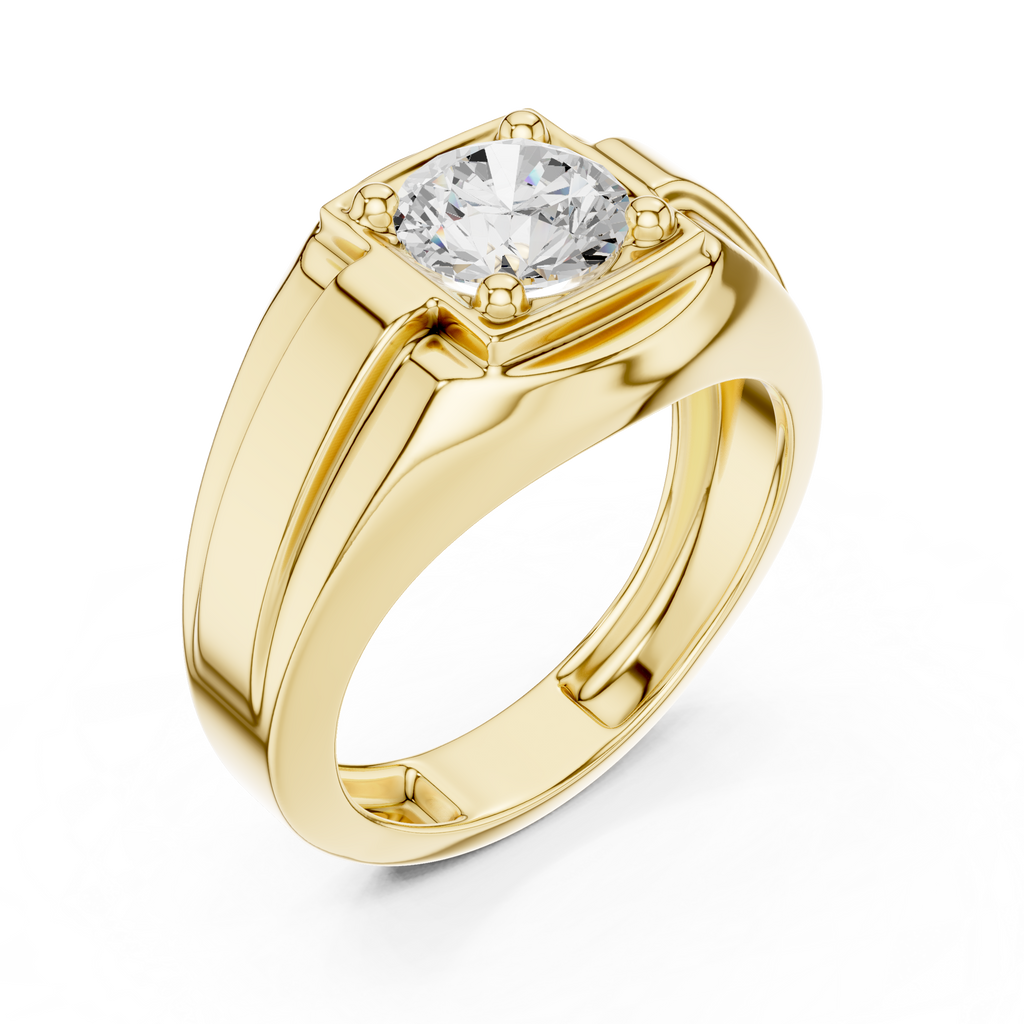 Round Diamond Men's Signet Ring