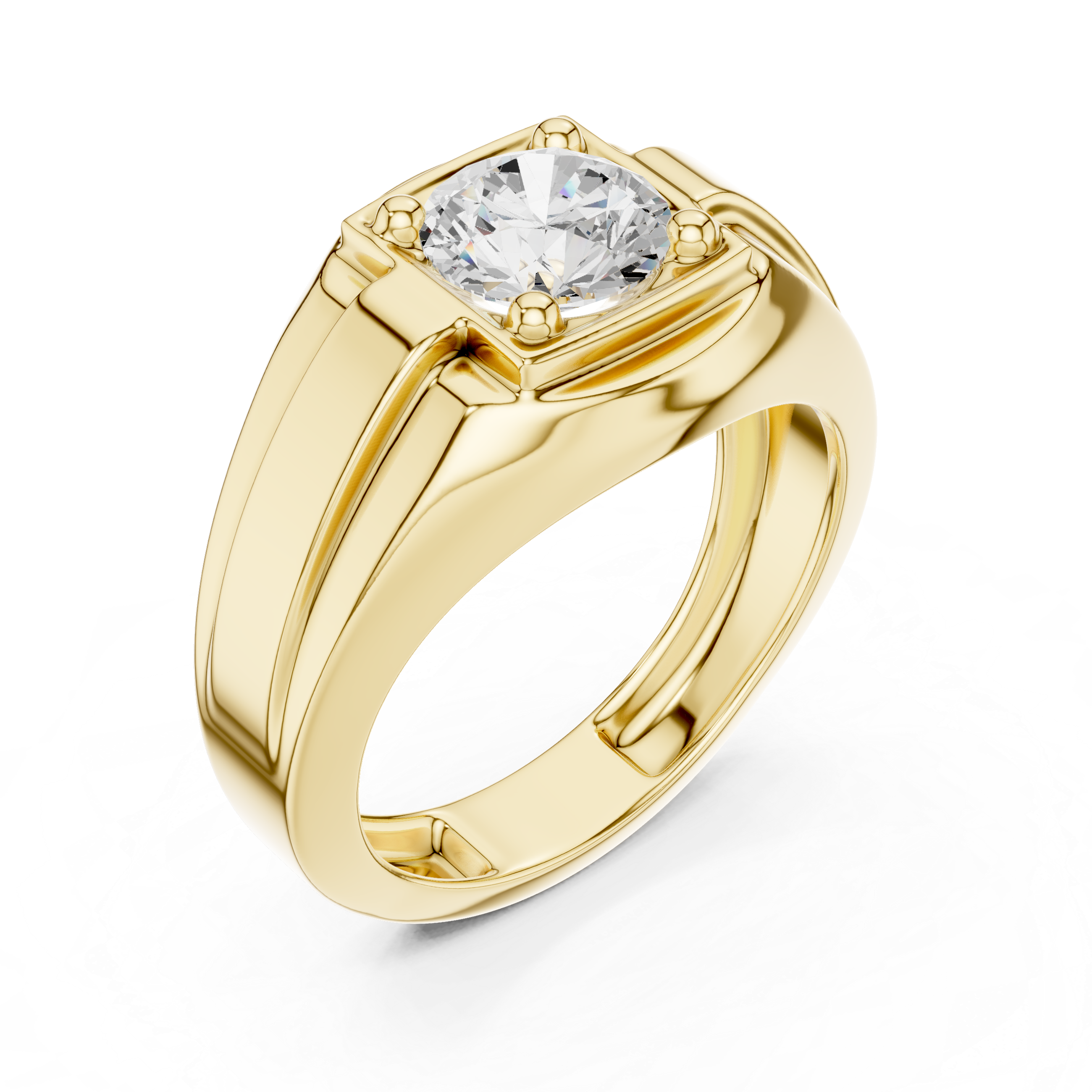 Round Diamond Men's Signet Ring