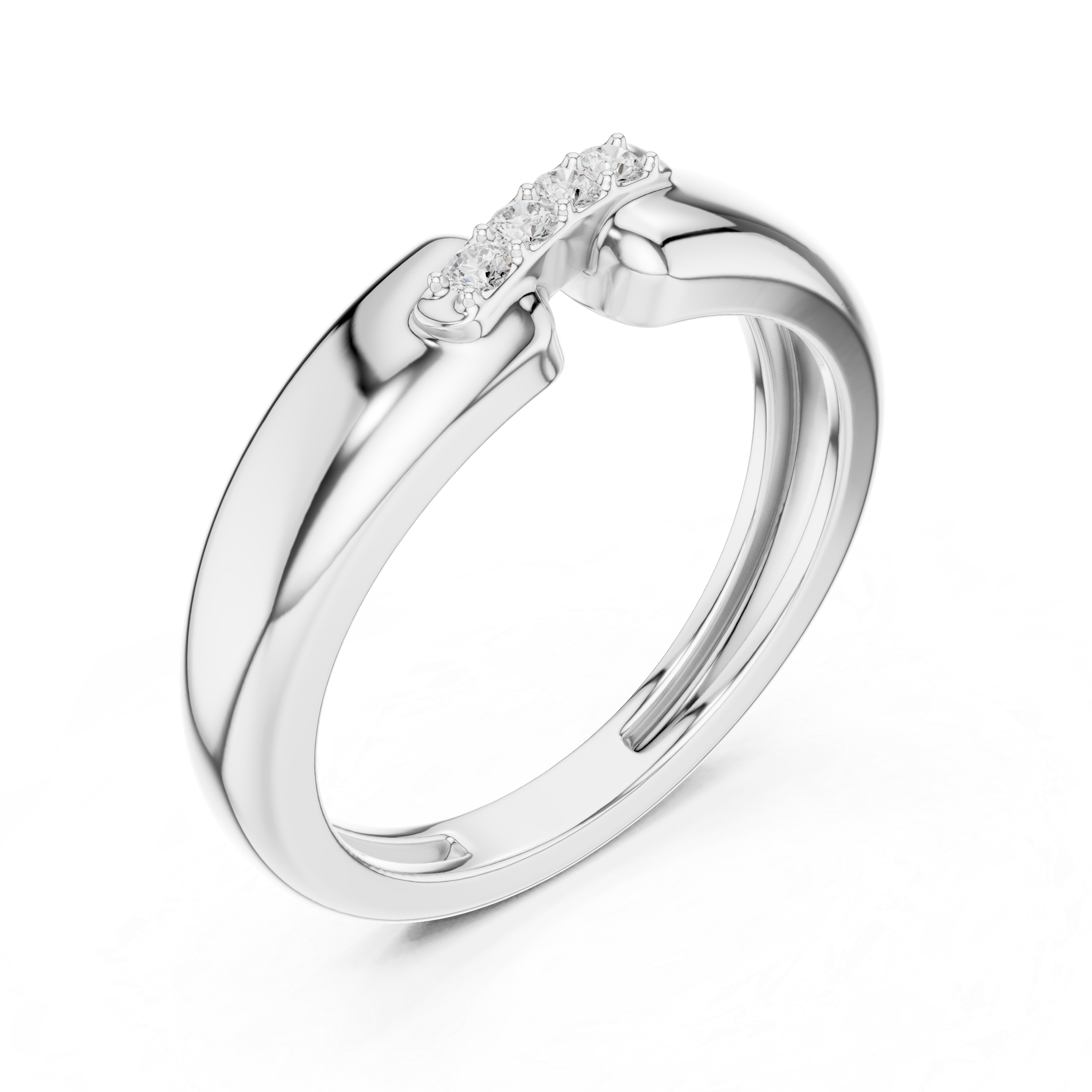 Four Stone Diamond Men's Open Band Ring