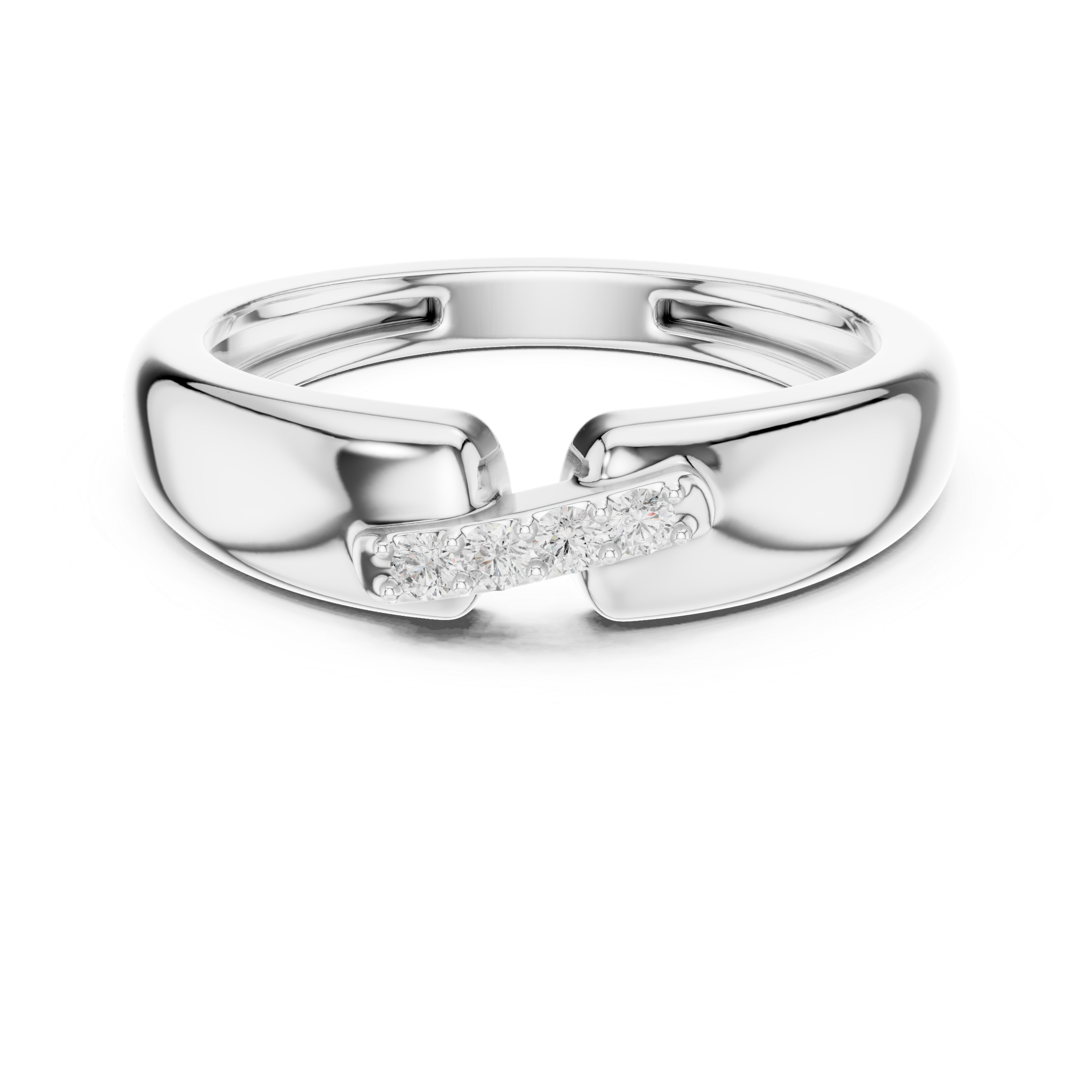 Four Stone Diamond Men's Open Band Ring