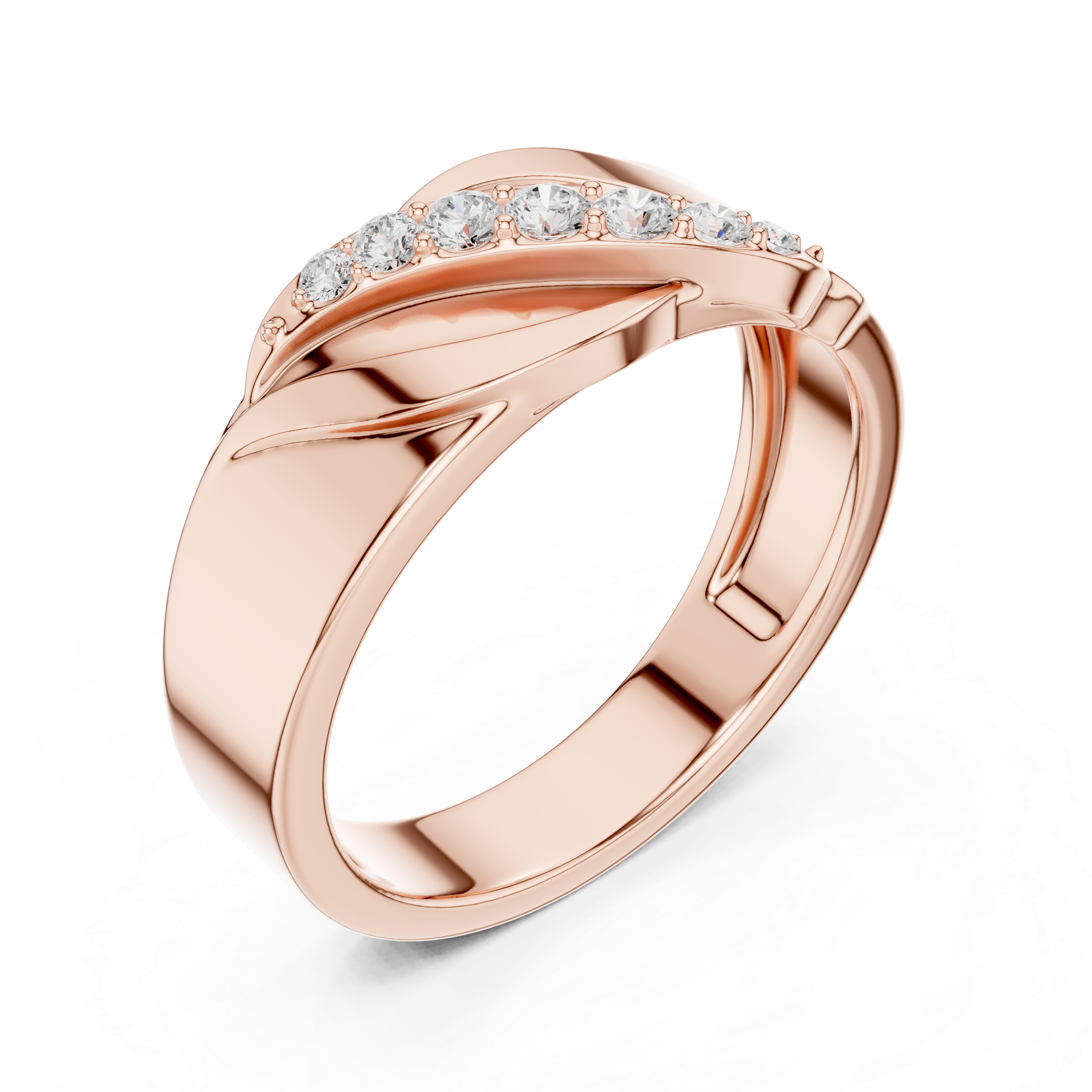 Graduated Diamond Men's Crossover Ring