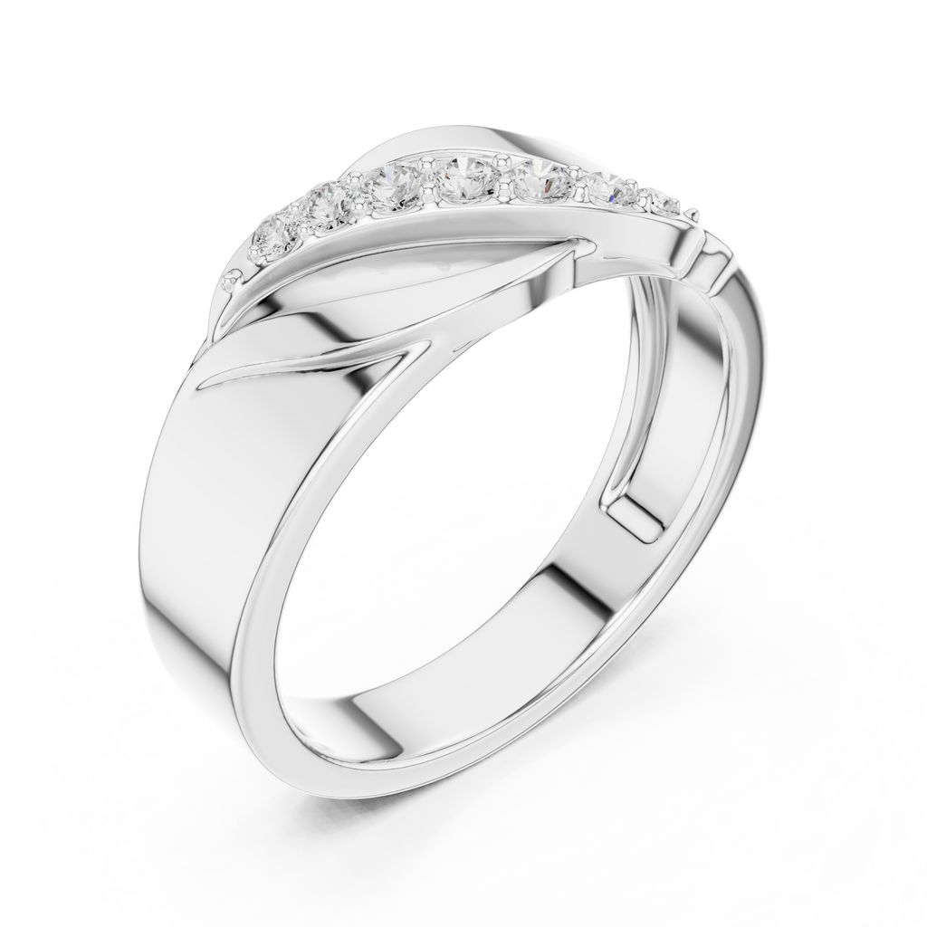 Graduated Diamond Men's Crossover Ring