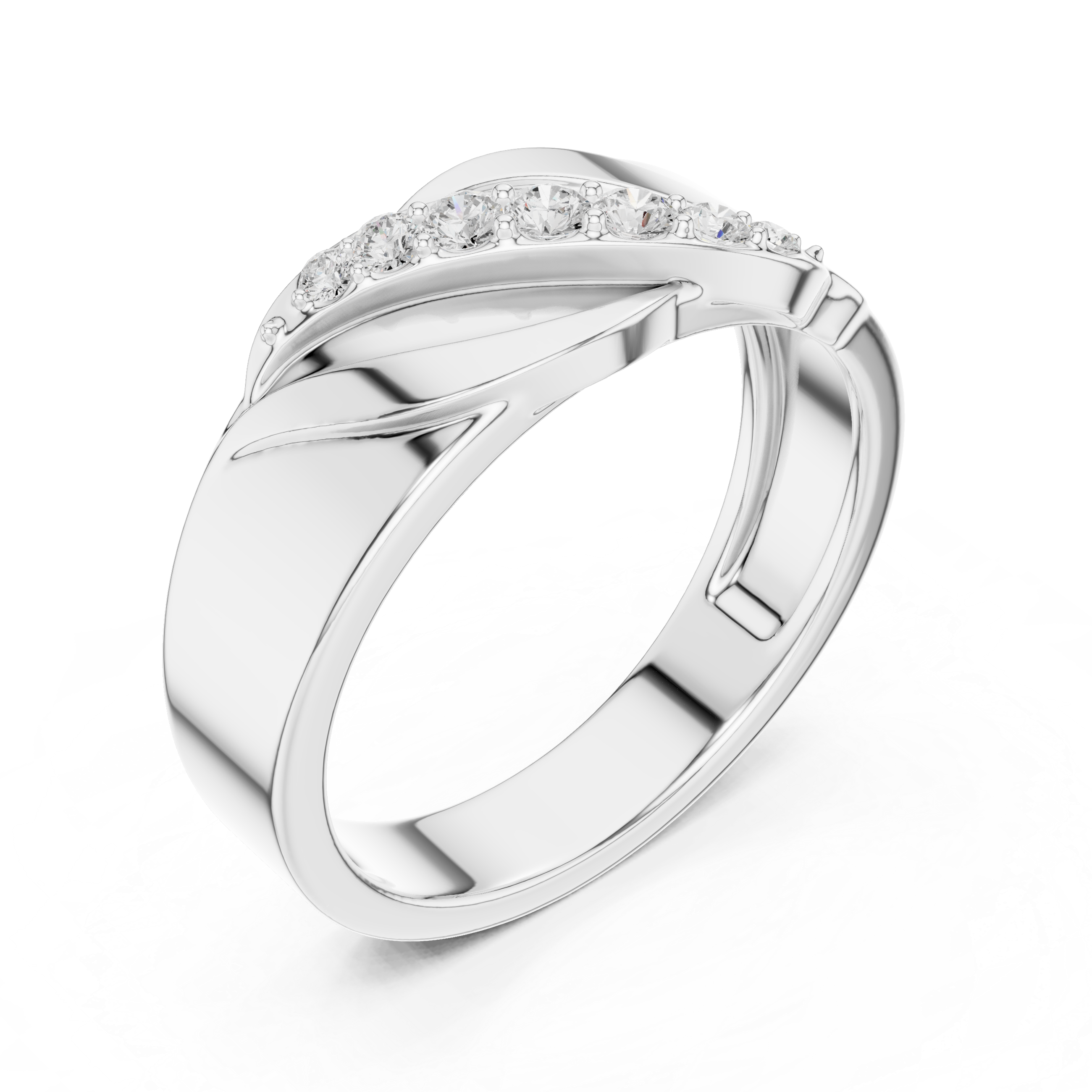 Graduated Diamond Men's Crossover Ring