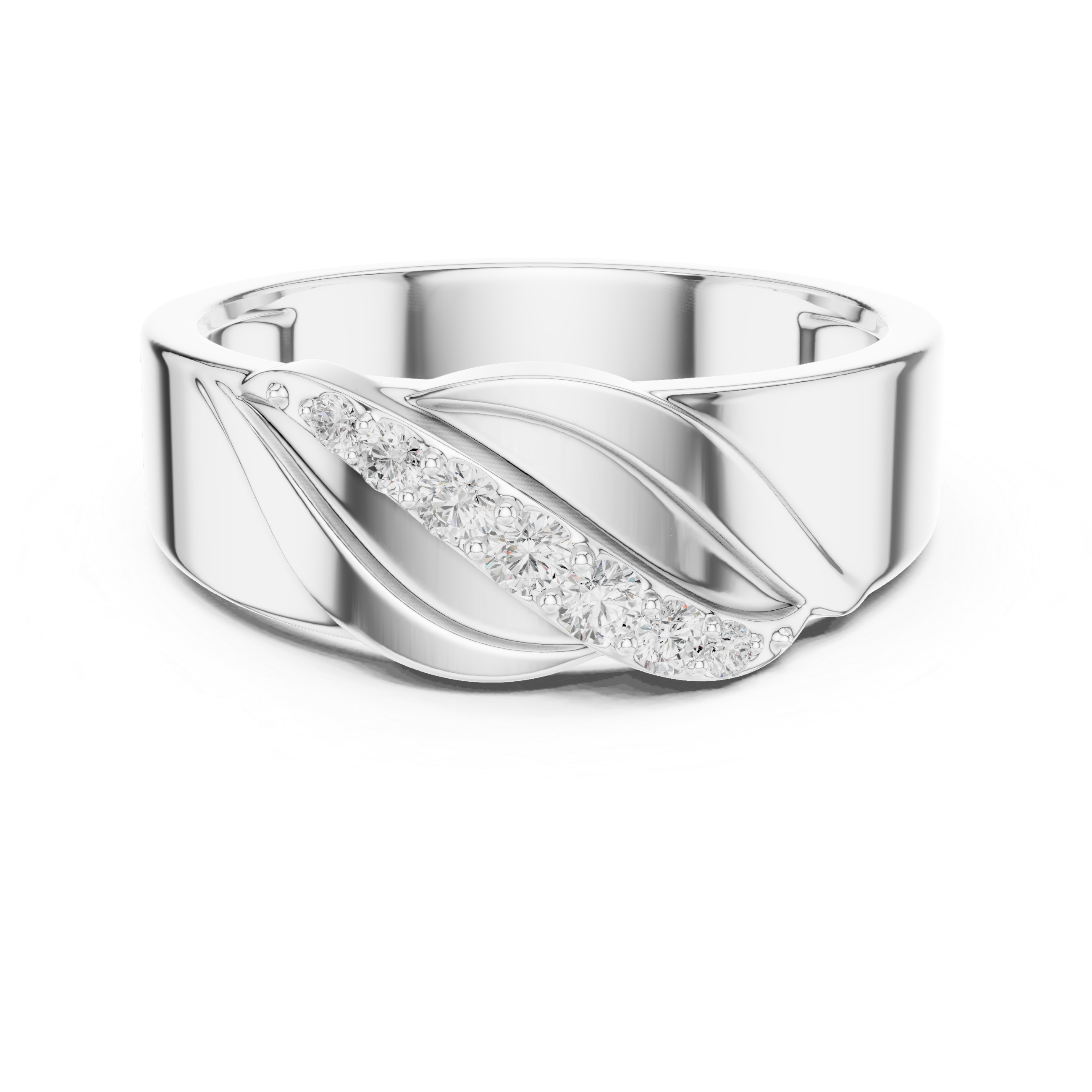 Graduated Diamond Men's Crossover Ring