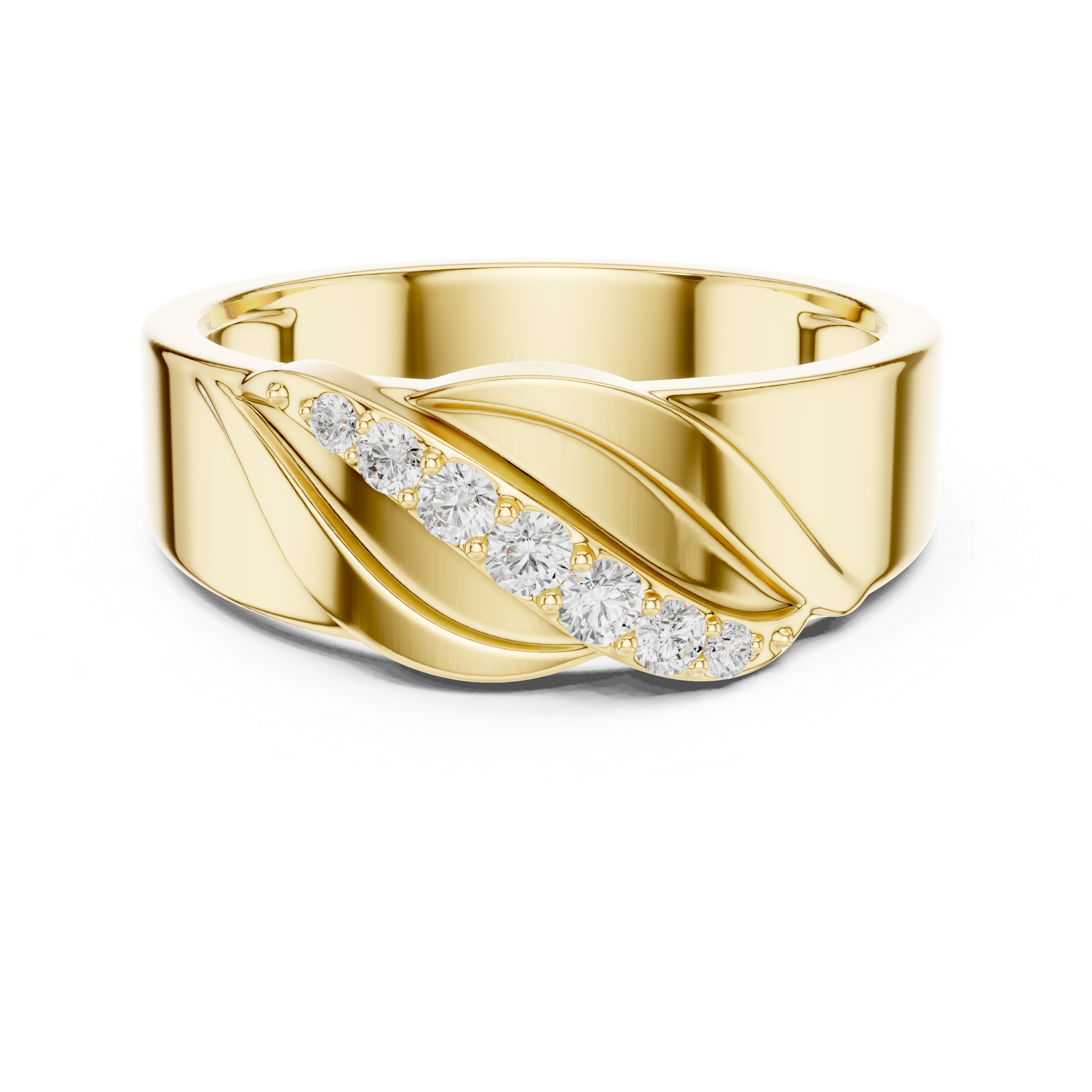 Graduated Diamond Men's Crossover Ring