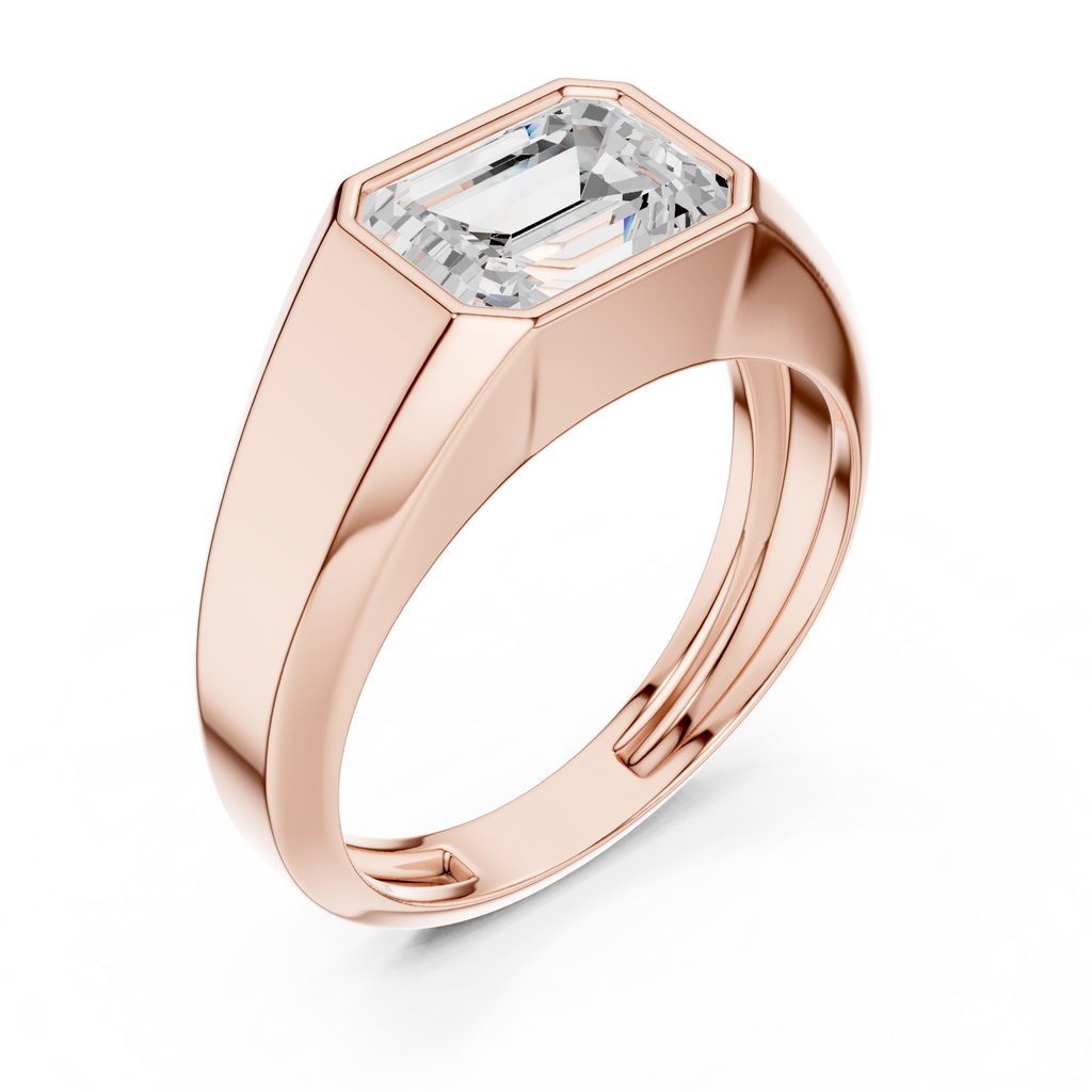 Emerald Cut Diamond Men's Signet Ring