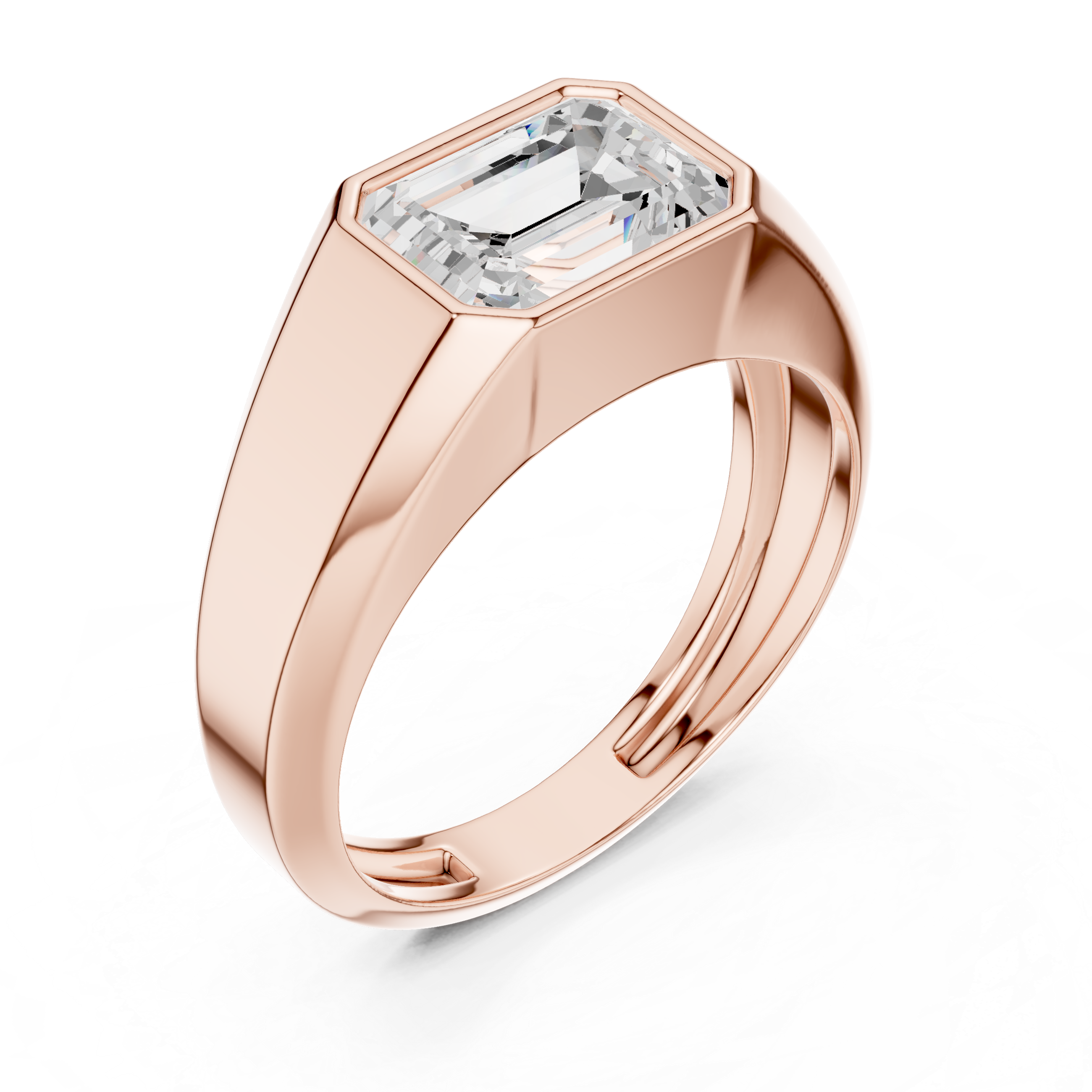 Emerald Cut Diamond Men's Signet Ring