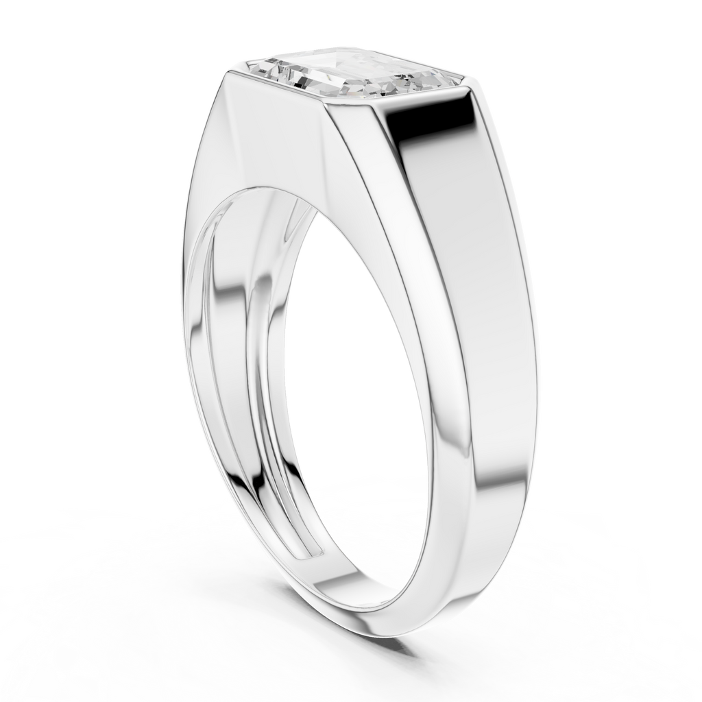 Emerald Cut Diamond Men's Signet Ring
