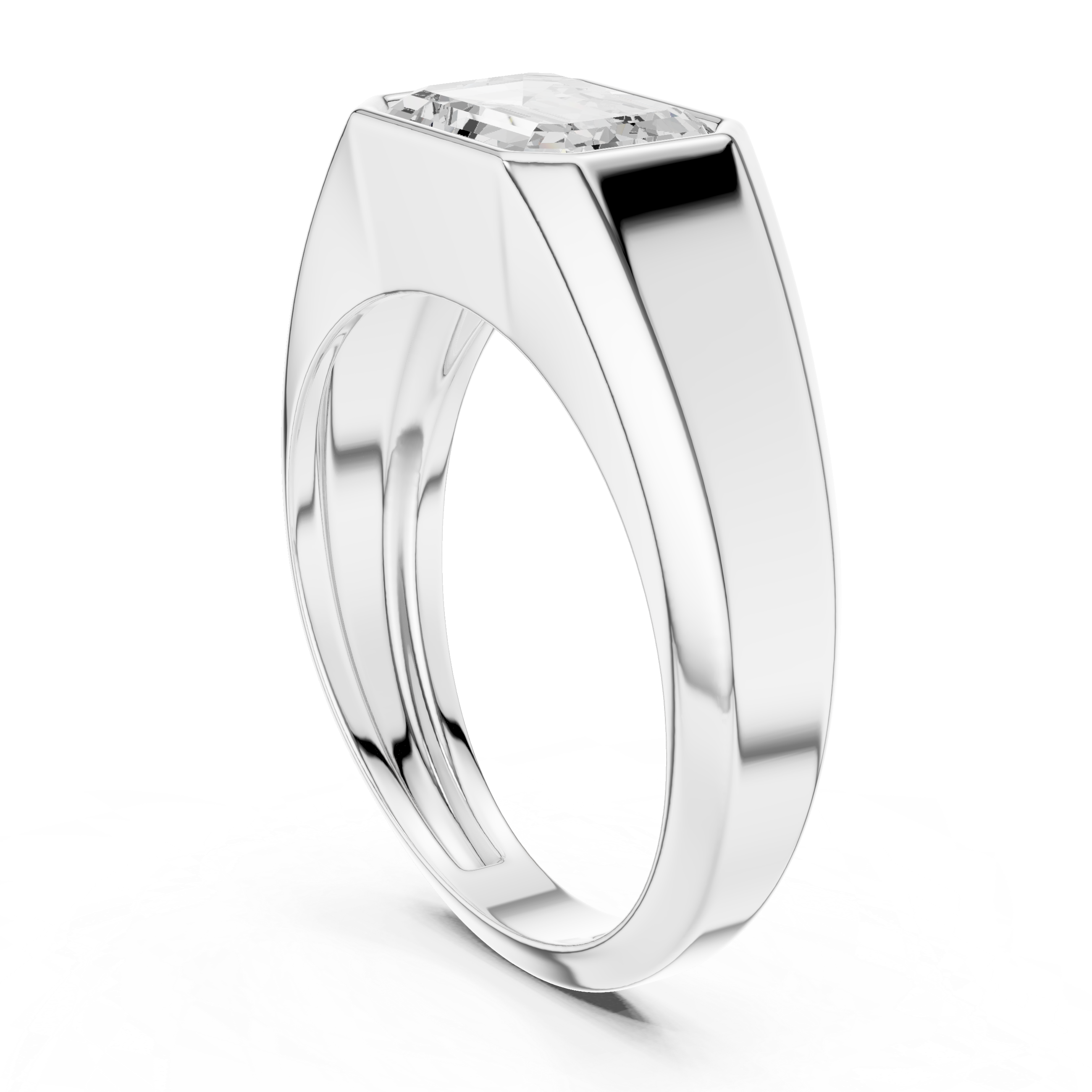 Emerald Cut Diamond Men's Signet Ring
