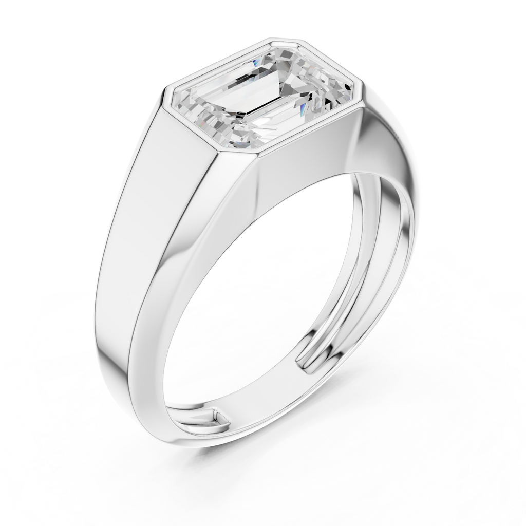 Emerald Cut Diamond Men's Signet Ring