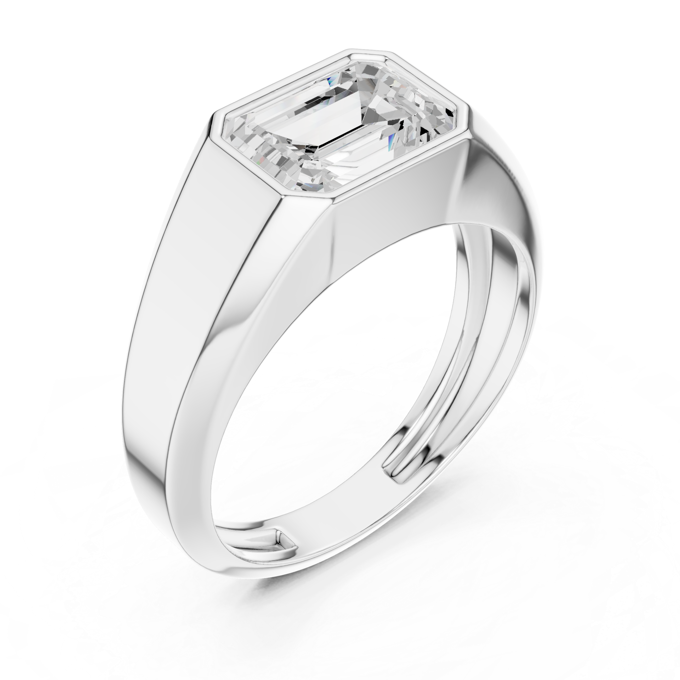Emerald Cut Diamond Men's Signet Ring