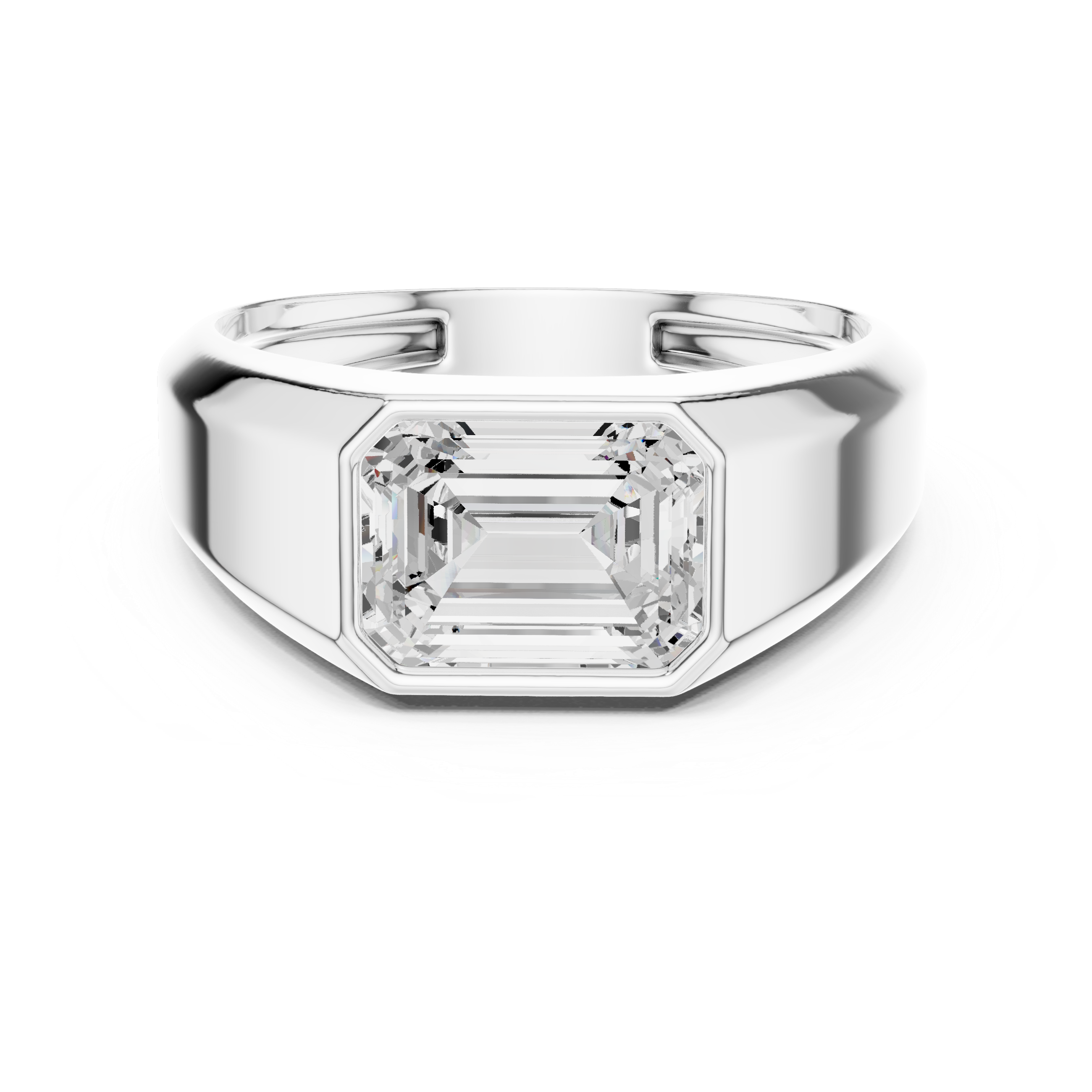 Emerald Cut Diamond Men's Signet Ring