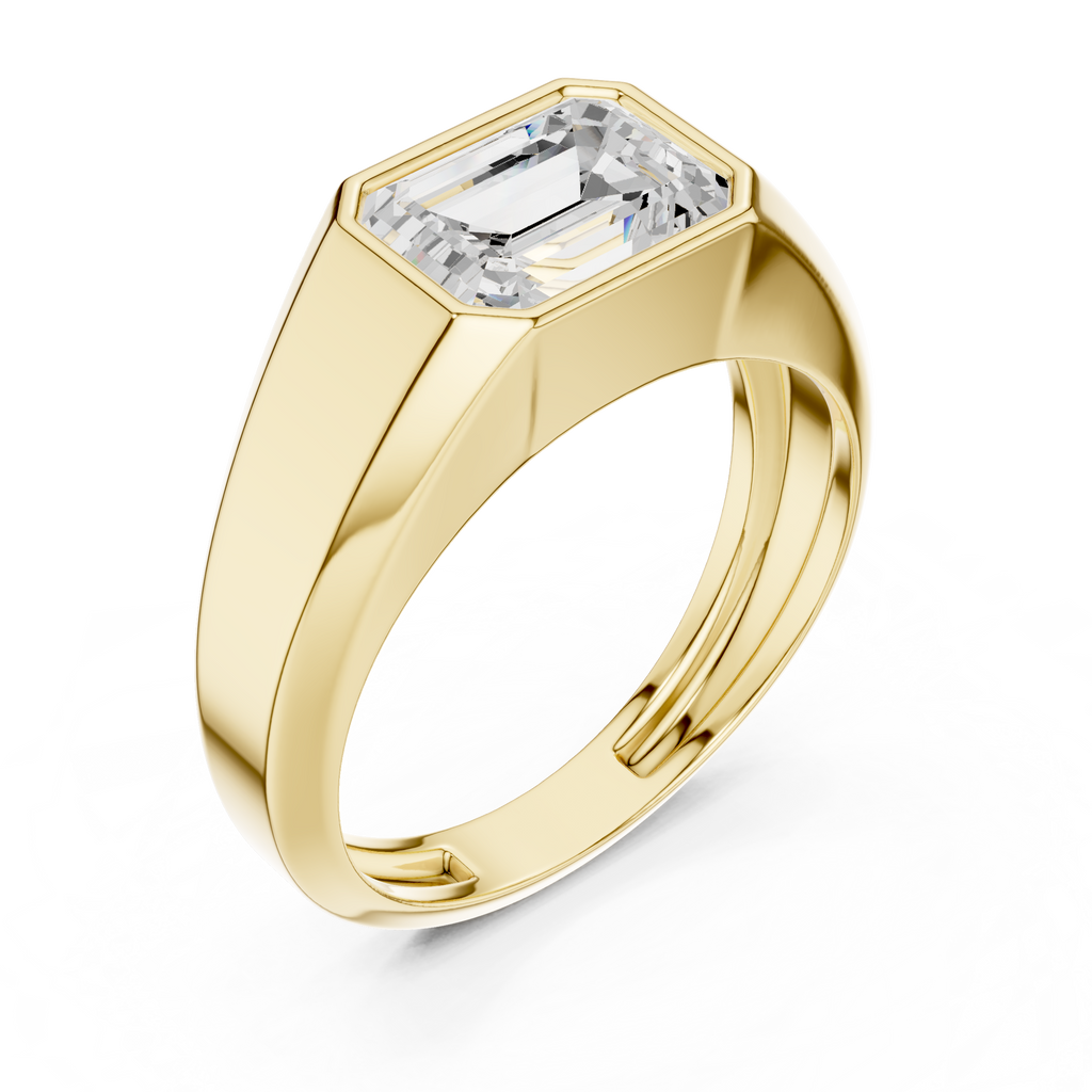 Emerald Cut Diamond Men's Signet Ring