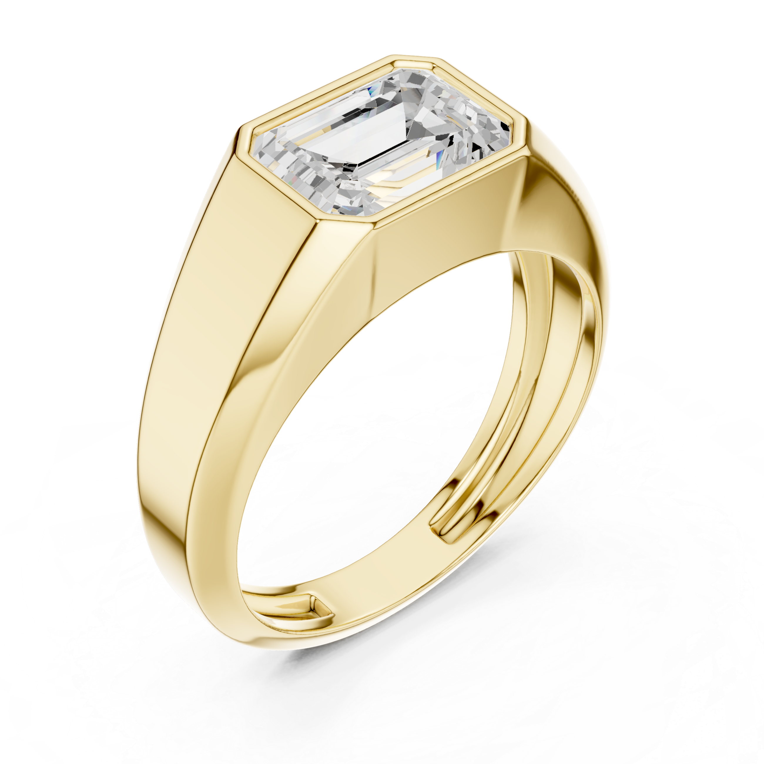 Emerald Cut Diamond Men's Signet Ring