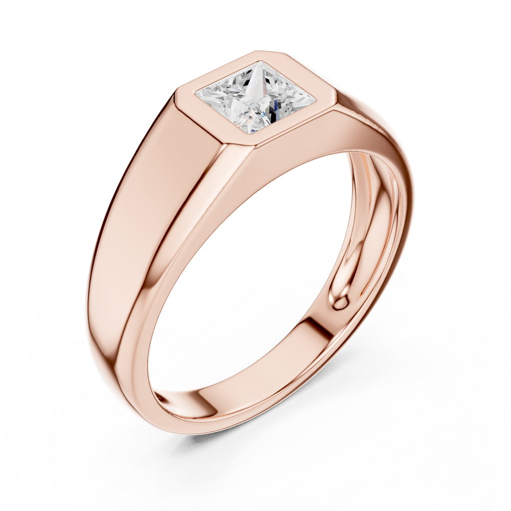 Princess Cut Diamond Men's Signet Ring